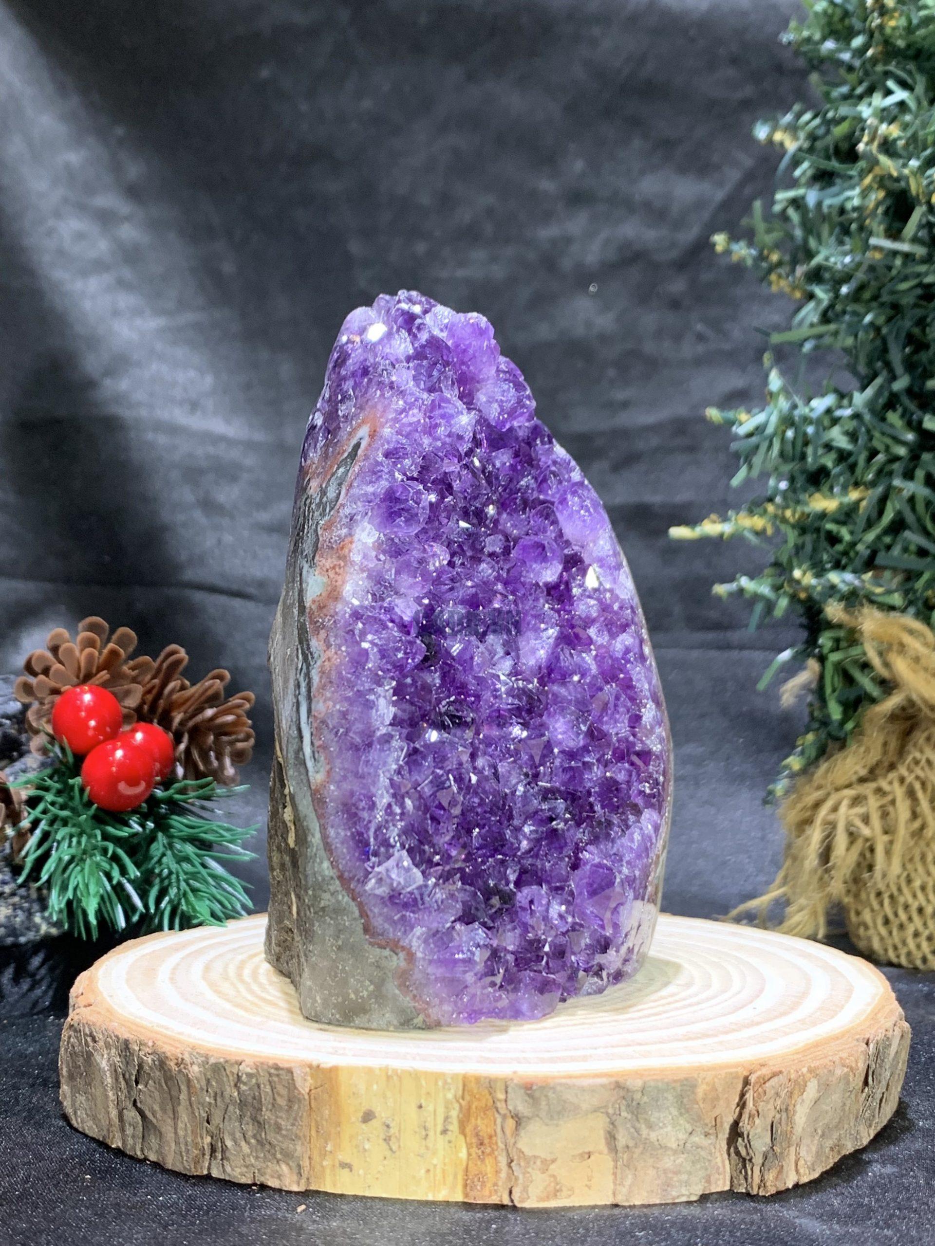 HỐC THẠCH ANH TÍM NHỎ – SMALL AMETHYST GEODE (TV464), KL: 0,455KG, KT: 10,5*6,5CM