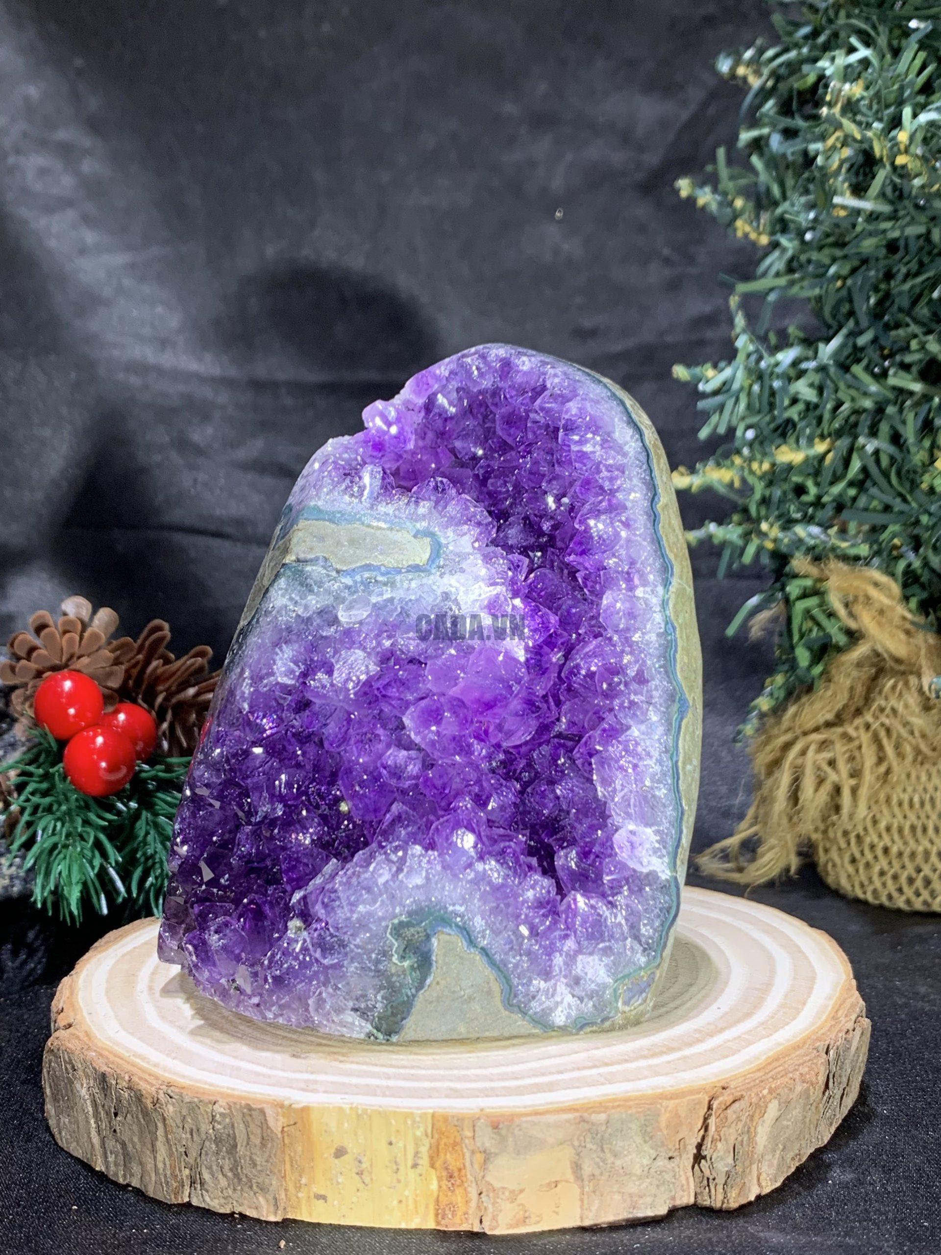 HỐC THẠCH ANH TÍM NHỎ – SMALL AMETHYST GEODE (TV436), KL: 0,44KG, KT: 11*7,5CM