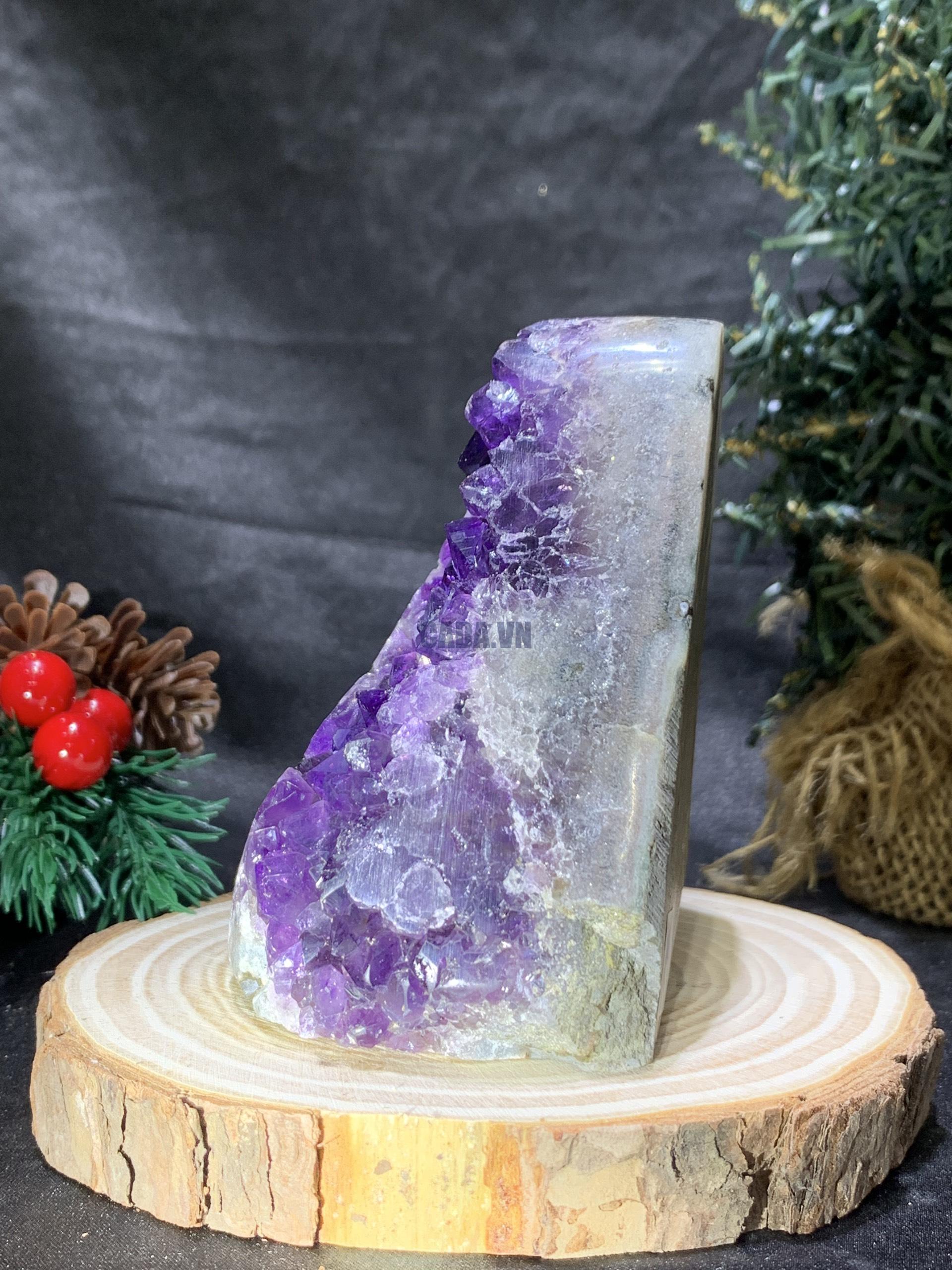 HỐC THẠCH ANH TÍM NHỎ – SMALL AMETHYST GEODE (TV465), KL: 0,45KG, KT: 10,5*7CM