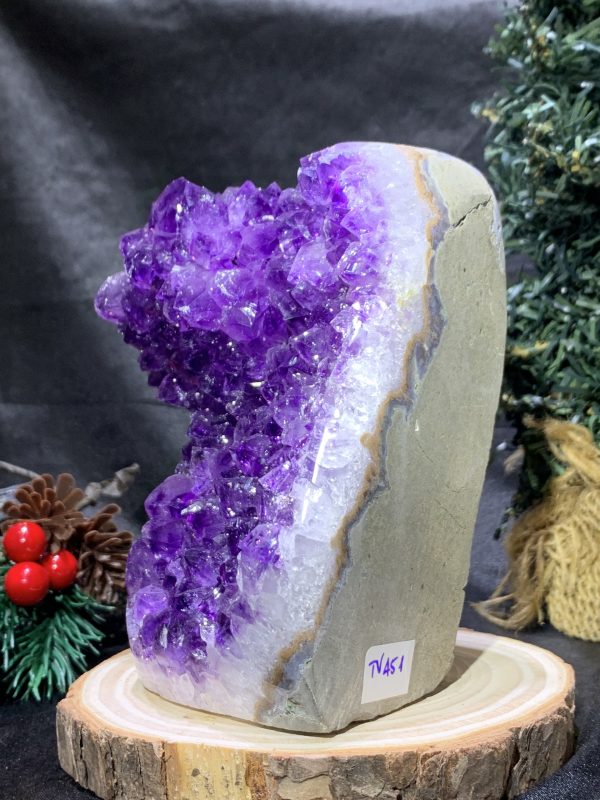 HỐC THẠCH ANH TÍM NHỎ – SMALL AMETHYST GEODE (TV451), KL: 1,065KG, KT: 13*9CM