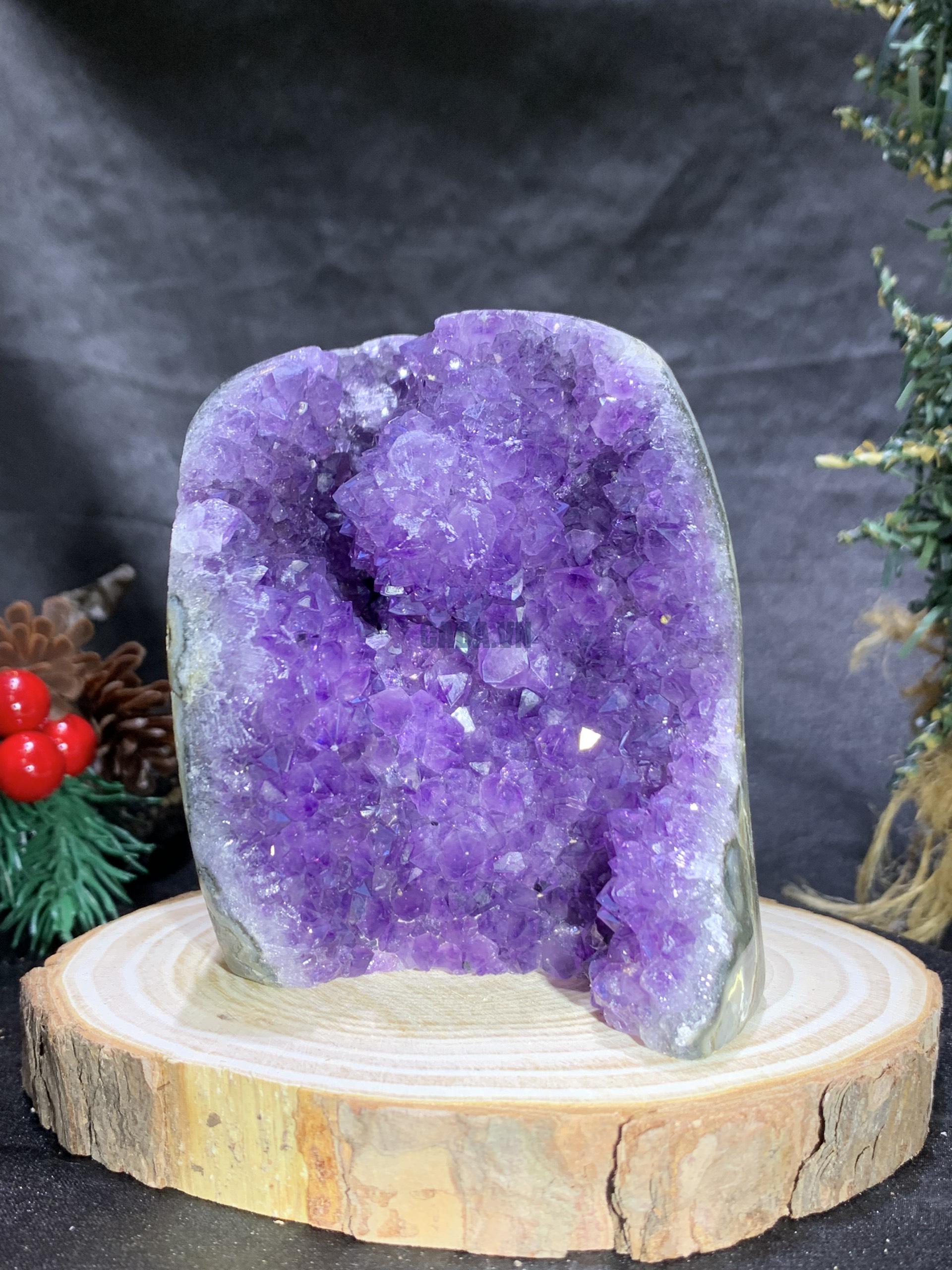 HỐC THẠCH ANH TÍM NHỎ – SMALL AMETHYST GEODE (TV452), KL: 0,43KG, KT: 9*6,5CM