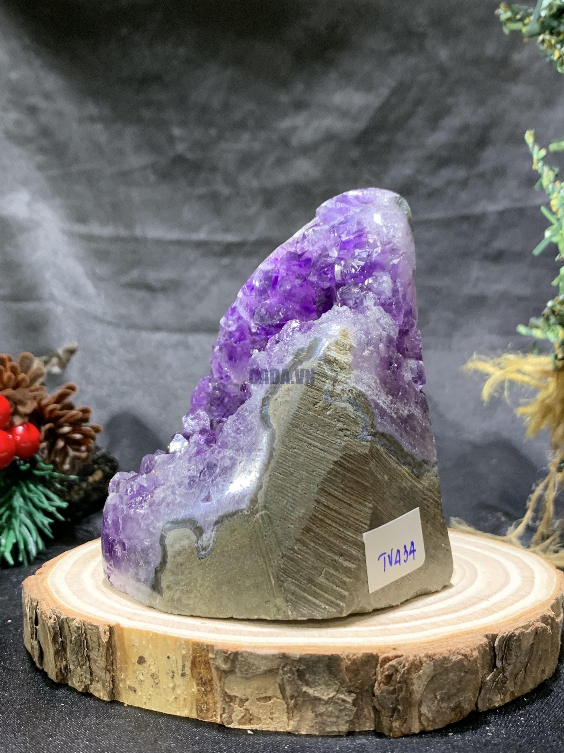 HỐC THẠCH ANH TÍM NHỎ – SMALL AMETHYST GEODE (TV434), KL: 0,44KG, KT: 11*8CM