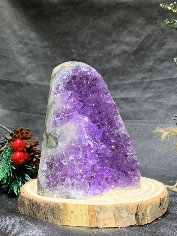 HỐC THẠCH ANH TÍM NHỎ – SMALL AMETHYST GEODE (TV495), KL: 0,6KG, KT: 11*7,5CM