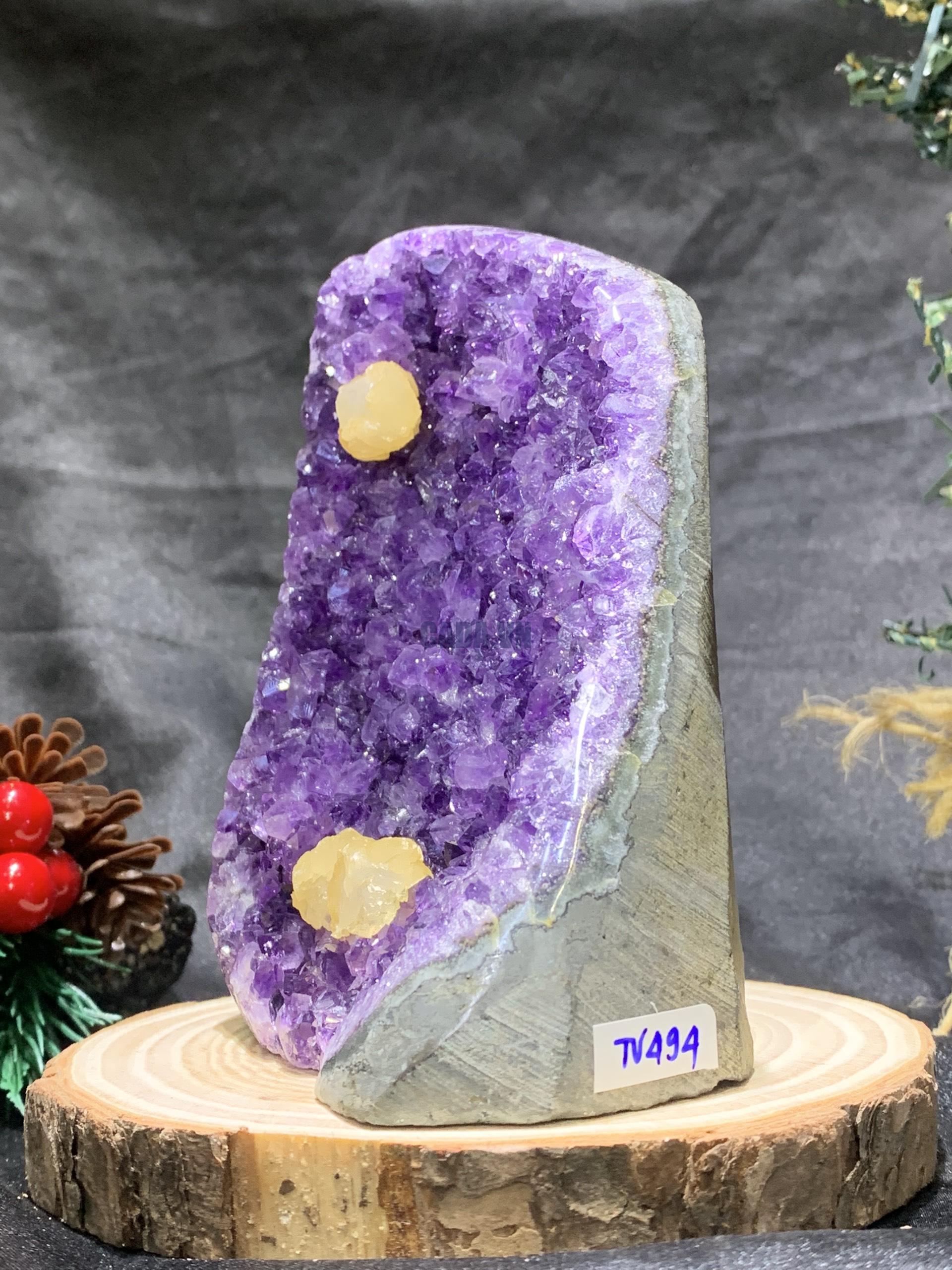 HỐC THẠCH ANH TÍM NHỎ – SMALL AMETHYST GEODE (TV494), KL: 0,635KG, KT: 12*8CM