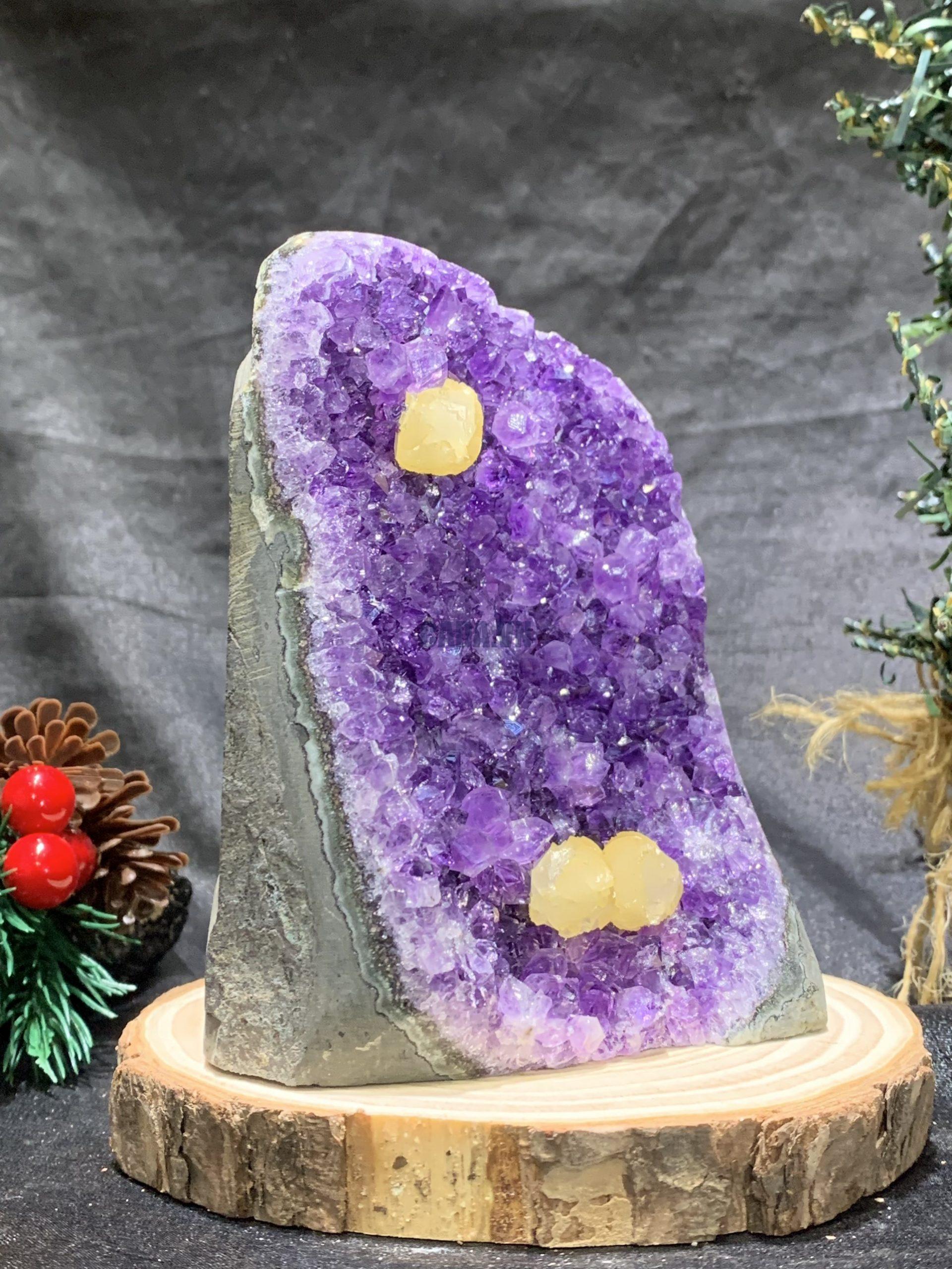 HỐC THẠCH ANH TÍM NHỎ – SMALL AMETHYST GEODE (TV494), KL: 0,635KG, KT: 12*8CM