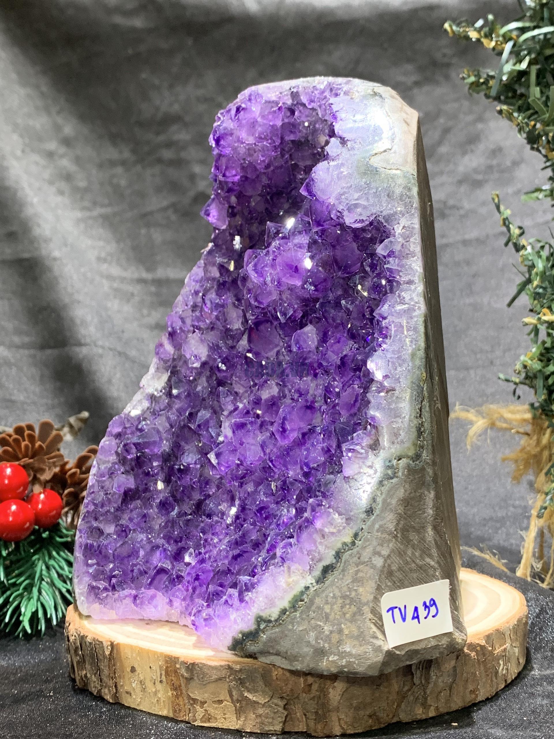 HỐC THẠCH ANH TÍM NHỎ – SMALL AMETHYST GEODE (TV439), KL: 1,32KG, KT: 14,5*11,5CM