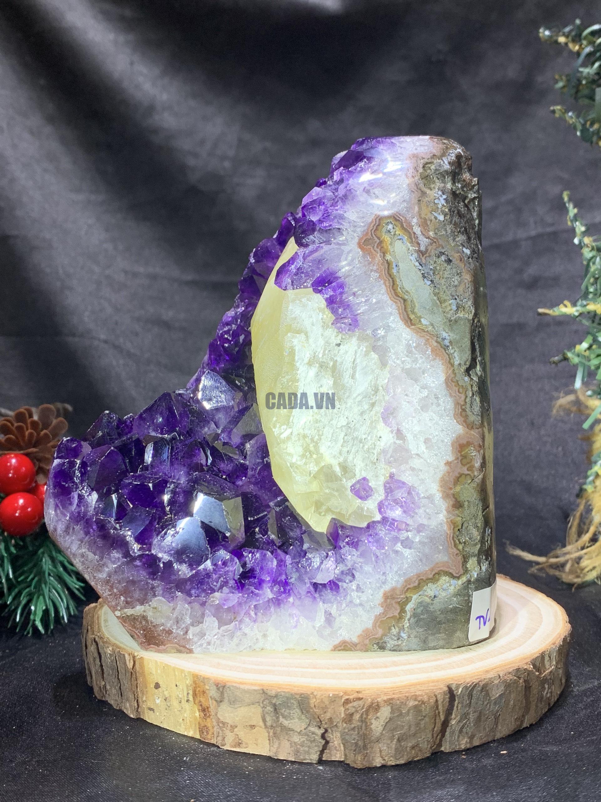 HỐC THẠCH ANH TÍM NHỎ – SMALL AMETHYST GEODE (TV437), KL: 1,18KG, KT: 14*9CM