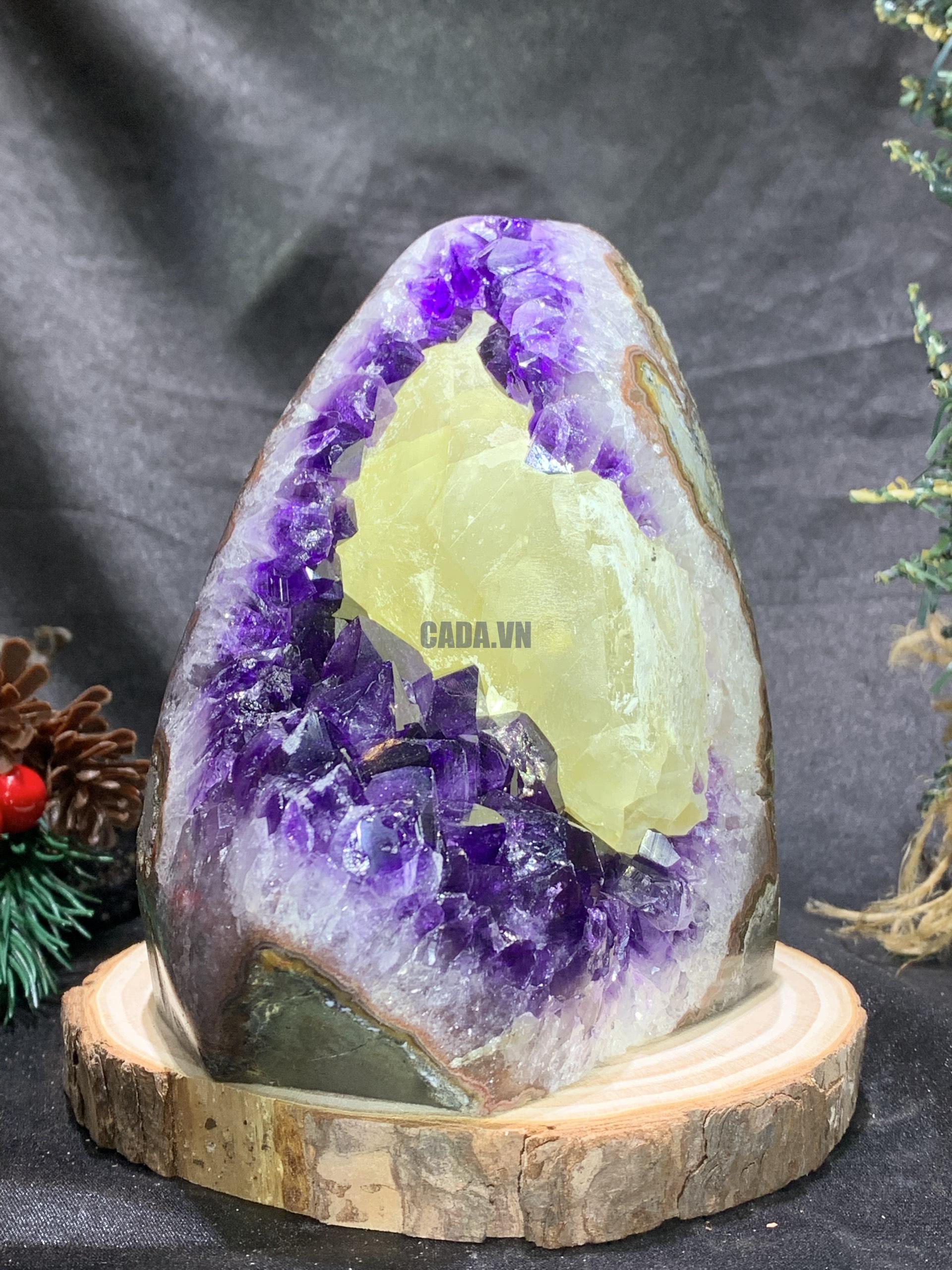 HỐC THẠCH ANH TÍM NHỎ – SMALL AMETHYST GEODE (TV437), KL: 1,18KG, KT: 14*9CM