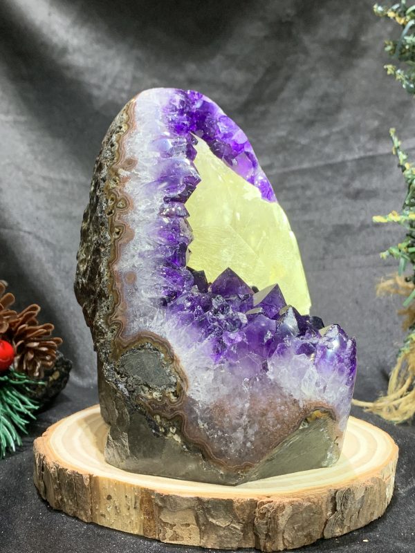 HỐC THẠCH ANH TÍM NHỎ – SMALL AMETHYST GEODE (TV437), KL: 1,18KG, KT: 14*9CM