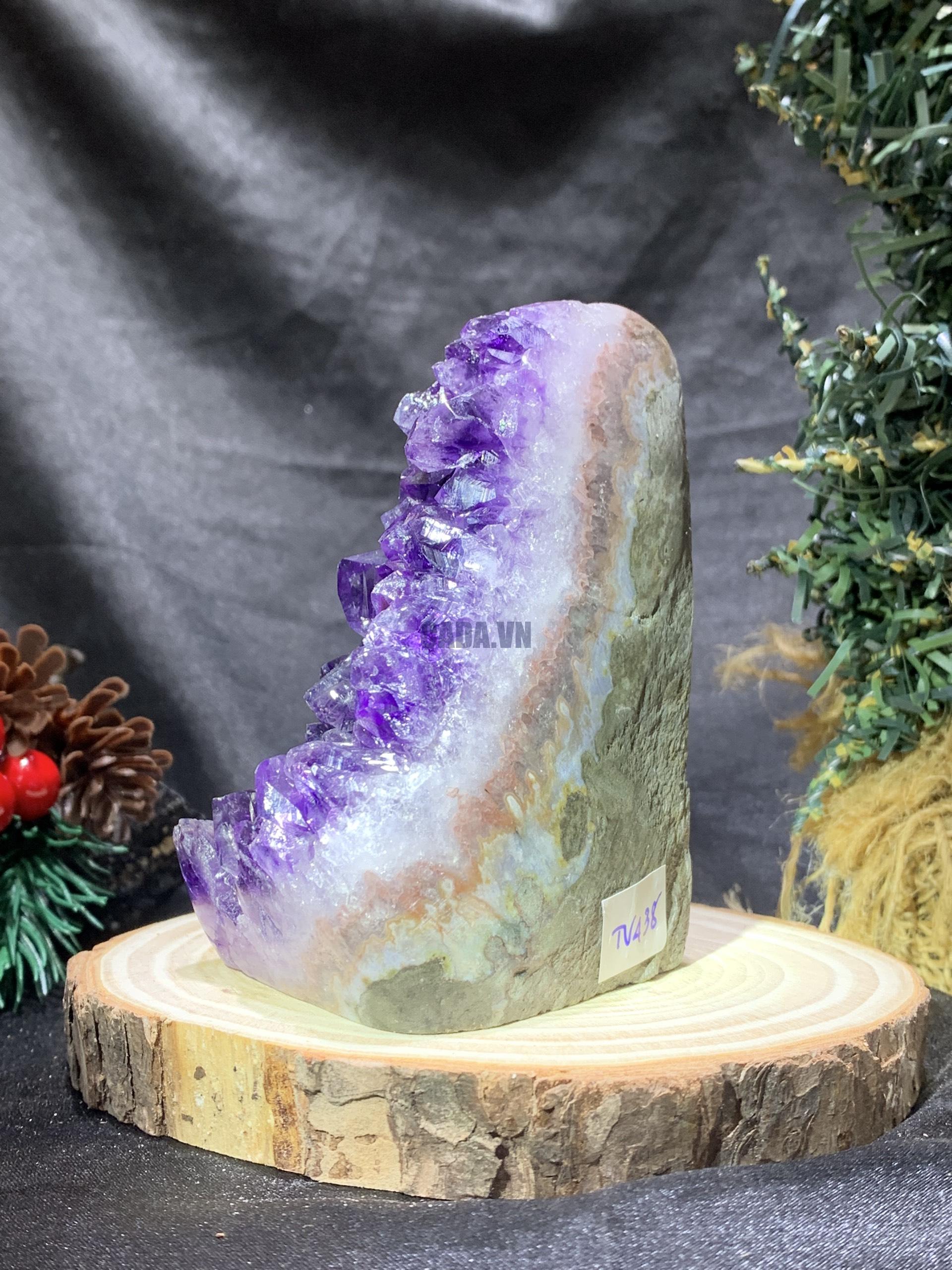 HỐC THẠCH ANH TÍM NHỎ – SMALL AMETHYST GEODE (TV438), KL: 0,385KG, KT: 9*5CM