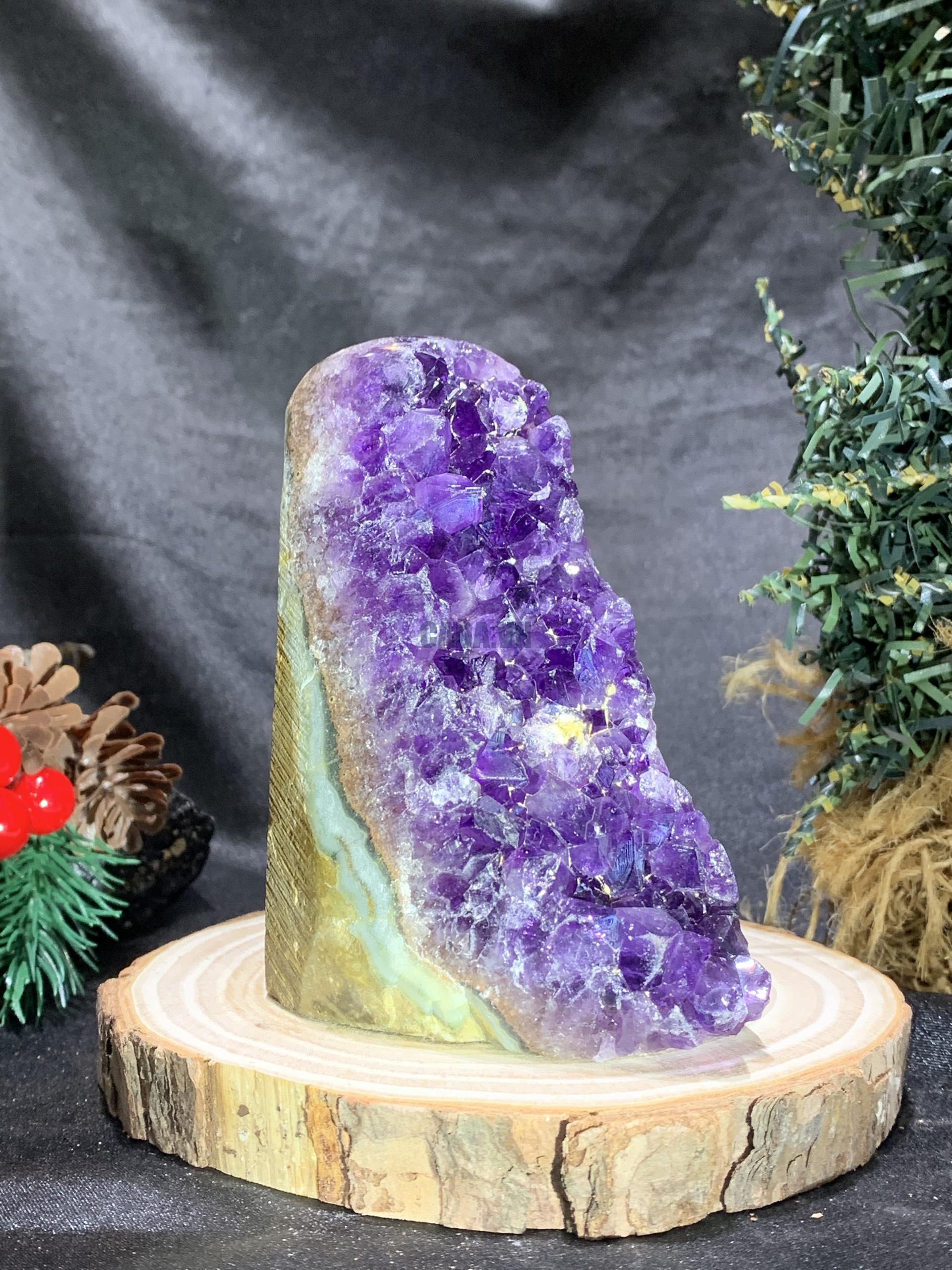 HỐC THẠCH ANH TÍM NHỎ – SMALL AMETHYST GEODE (TV468), KL: 0,485KG, KT: 11*4CM