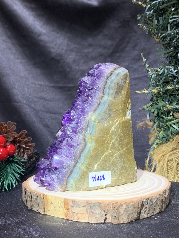 HỐC THẠCH ANH TÍM NHỎ – SMALL AMETHYST GEODE (TV468), KL: 0,485KG, KT: 11*4CM
