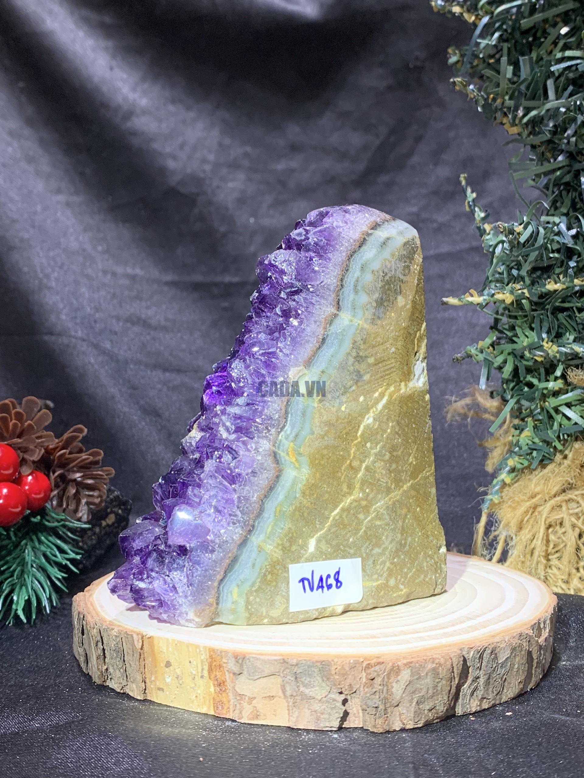 HỐC THẠCH ANH TÍM NHỎ – SMALL AMETHYST GEODE (TV468), KL: 0,485KG, KT: 11*4CM