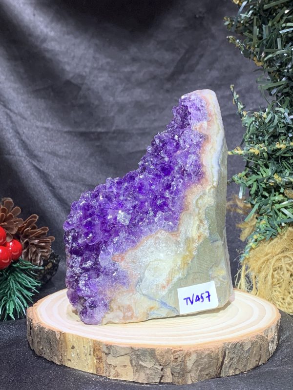 HỐC THẠCH ANH TÍM NHỎ – SMALL AMETHYST GEODE (TV457), KL: 0,495KG, KT: 13*4CM