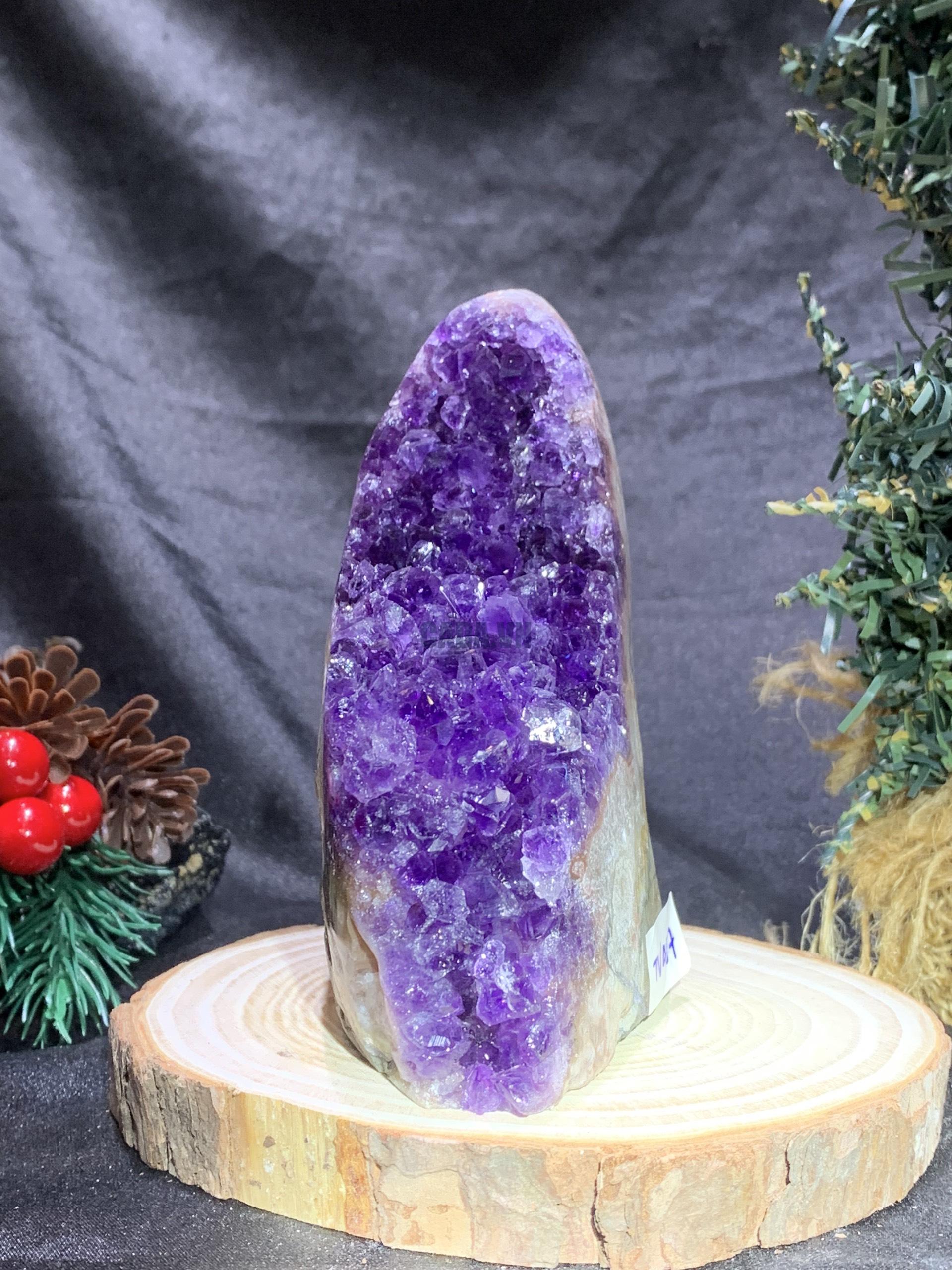 HỐC THẠCH ANH TÍM NHỎ – SMALL AMETHYST GEODE (TV457), KL: 0,495KG, KT: 13*4CM