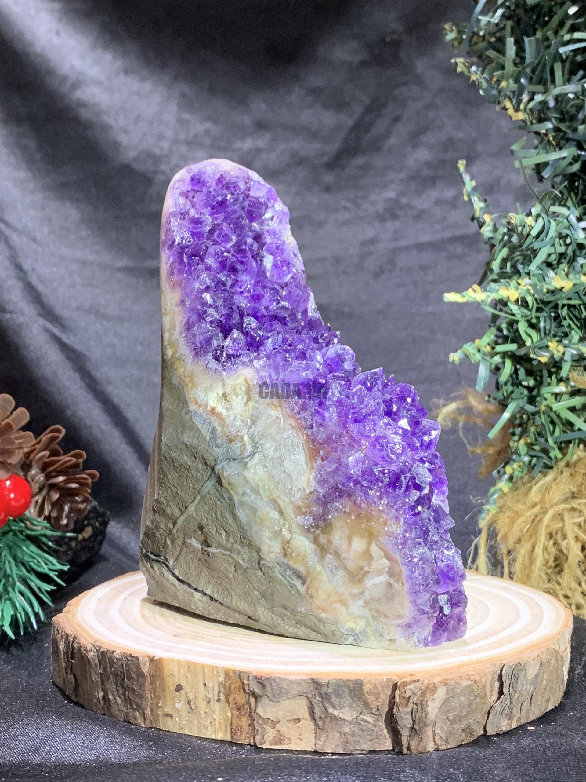 HỐC THẠCH ANH TÍM NHỎ – SMALL AMETHYST GEODE (TV457), KL: 0,495KG, KT: 13*4CM