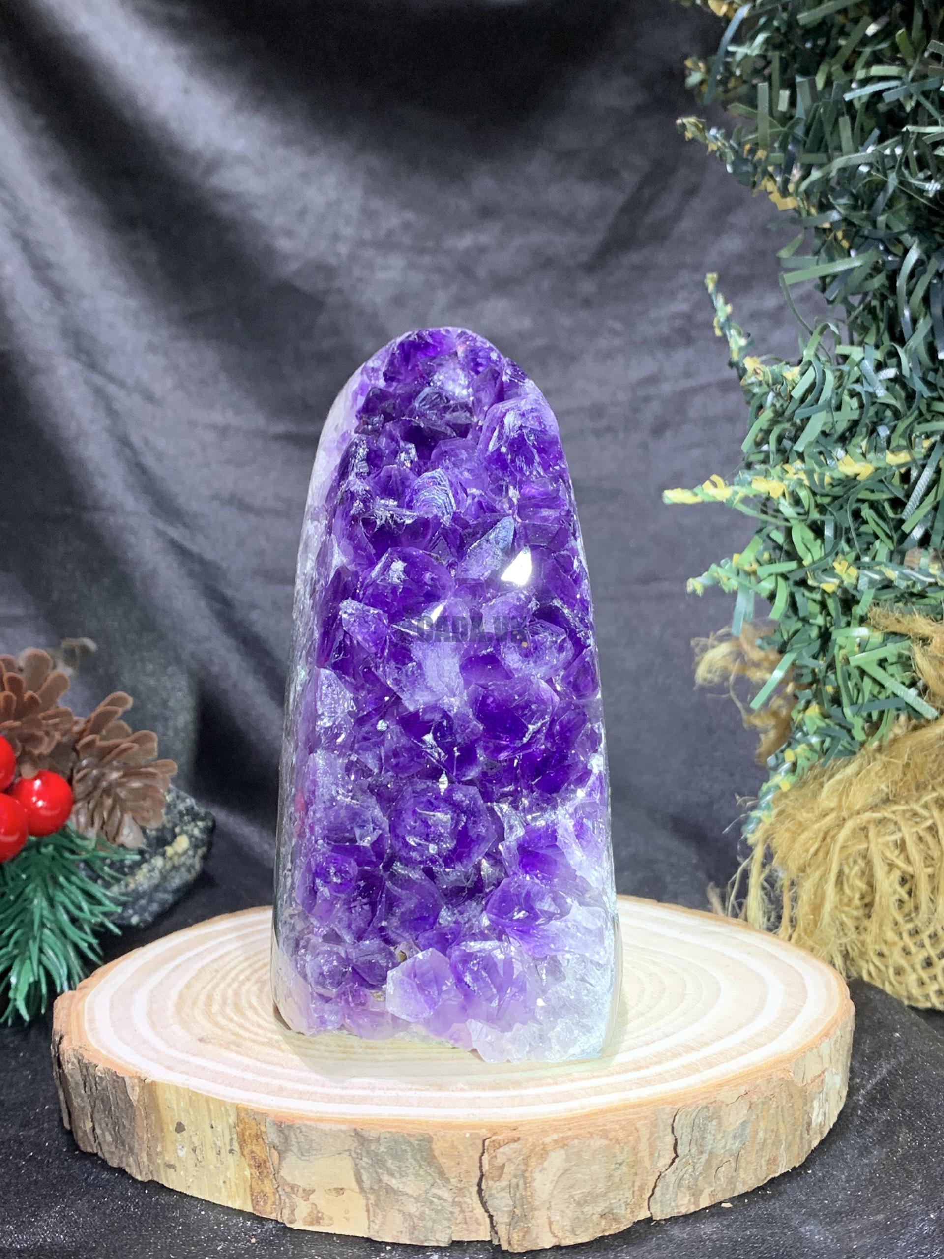 HỐC THẠCH ANH TÍM NHỎ – SMALL AMETHYST GEODE (TV458), KL: 0,565KG, KT: 12*4,5CM