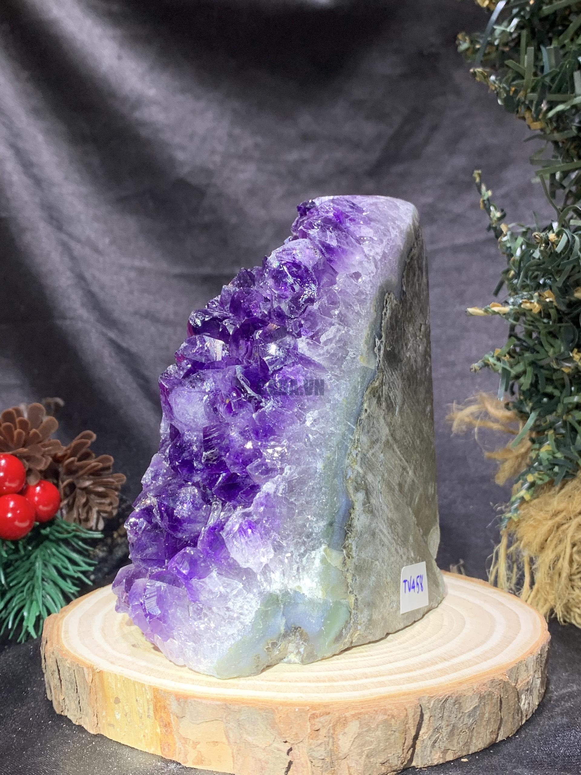 HỐC THẠCH ANH TÍM NHỎ – SMALL AMETHYST GEODE (TV458), KL: 0,565KG, KT: 12*4,5CM