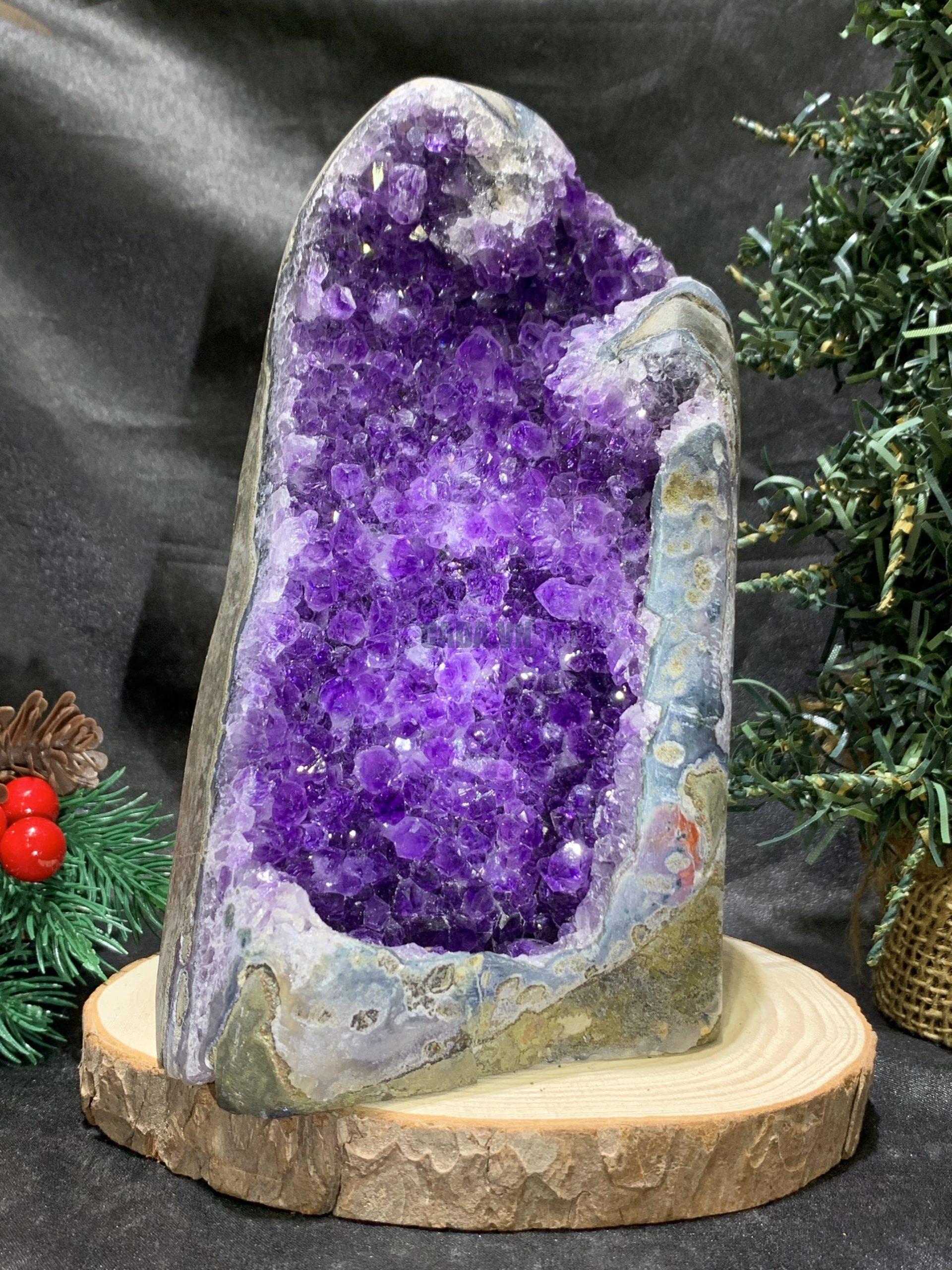 HỐC THẠCH ANH TÍM NHỎ – SMALL AMETHYST GEODE (TV499), KL: 1,625KG, KT: 17,8*9CM