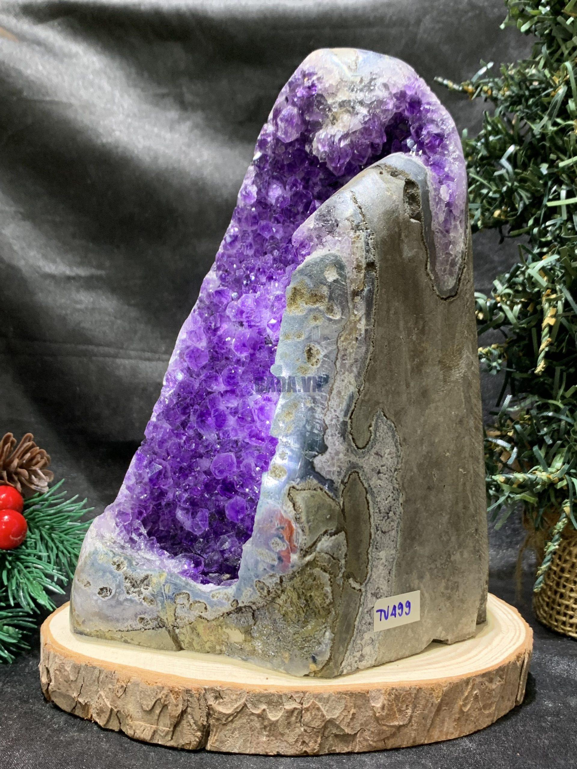 HỐC THẠCH ANH TÍM NHỎ – SMALL AMETHYST GEODE (TV499), KL: 1,625KG, KT: 17,8*9CM