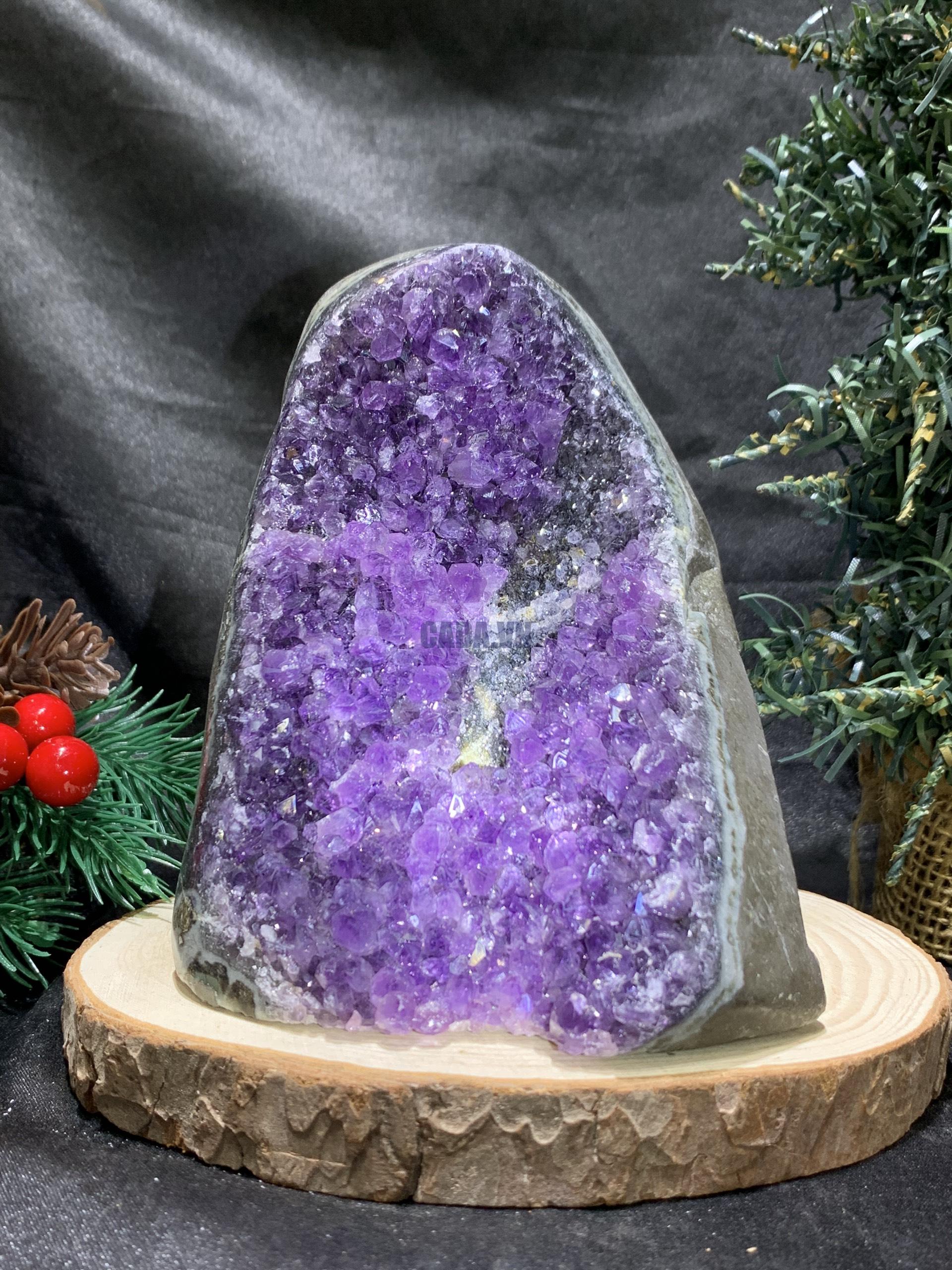 HỐC THẠCH ANH TÍM NHỎ – SMALL AMETHYST GEODE (TV485), KL: 1,105KG, KT: 14*9CM