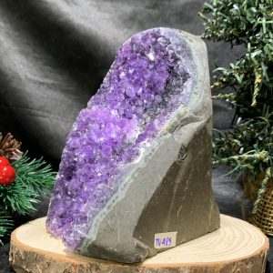HỐC THẠCH ANH TÍM NHỎ – SMALL AMETHYST GEODE (TV485), KL: 1,105KG, KT: 14*9CM
