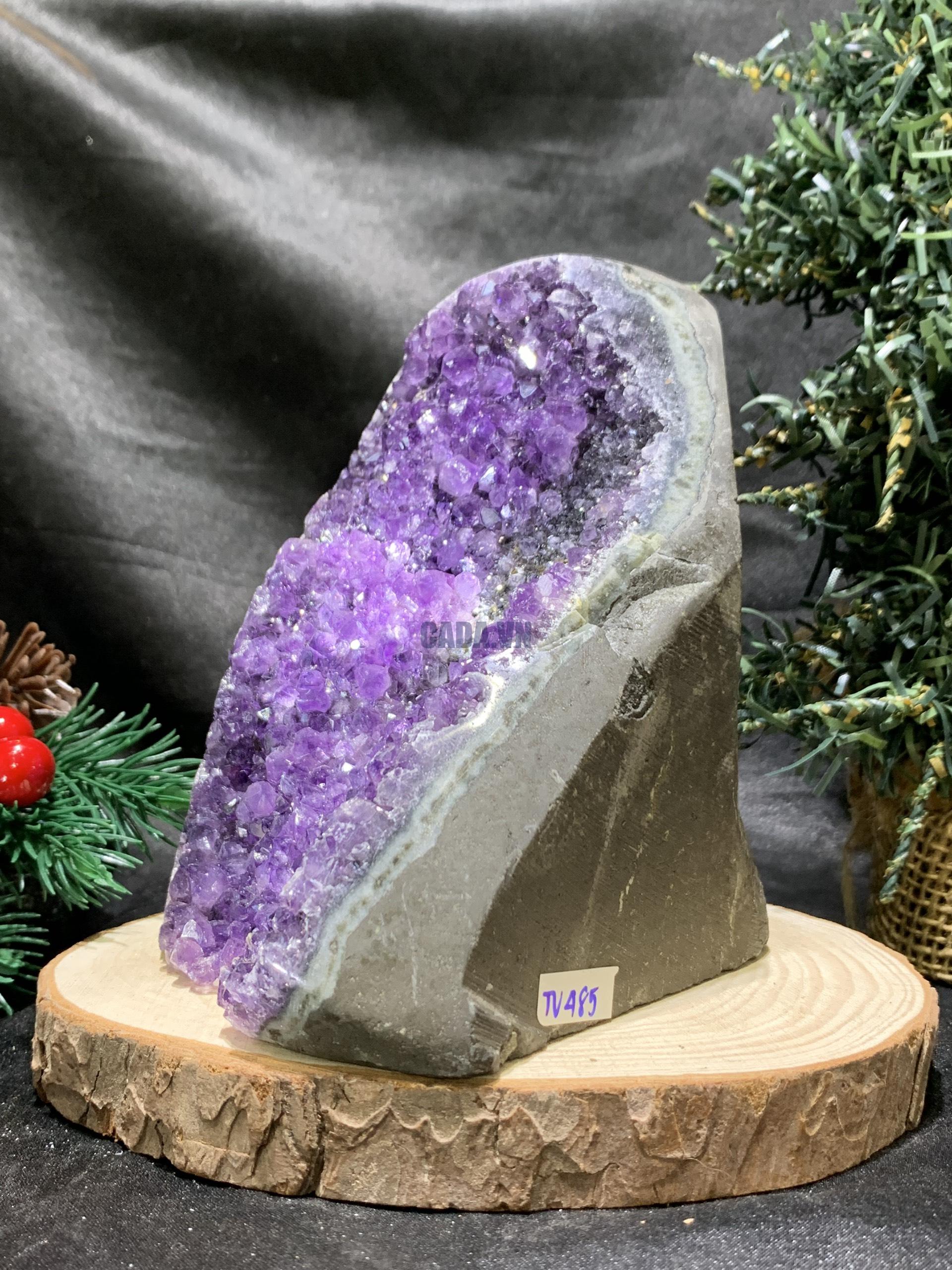 HỐC THẠCH ANH TÍM NHỎ – SMALL AMETHYST GEODE (TV485), KL: 1,105KG, KT: 14*9CM