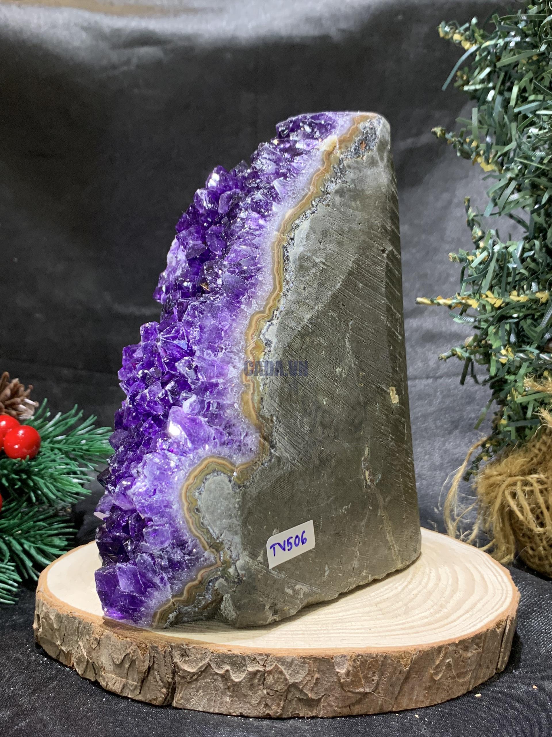 HỐC THẠCH ANH TÍM NHỎ – SMALL AMETHYST GEODE (TV506), KL: 1,225KG, KT: 15*8,5CM