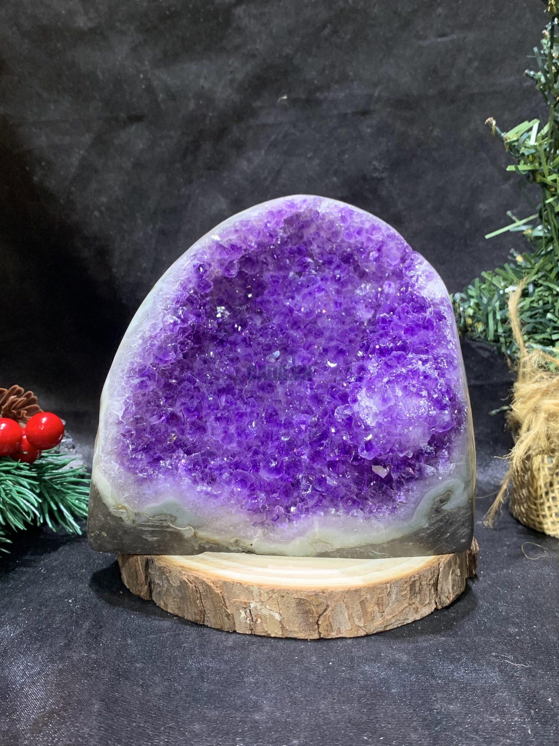 HỐC THẠCH ANH TÍM NHỎ – SMALL AMETHYST GEODE (TV474), KL: 1,26KG, KT: 13*11CM