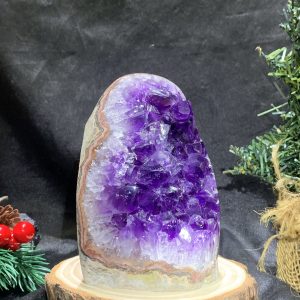 HỐC THẠCH ANH TÍM NHỎ – SMALL AMETHYST GEODE (TV517), KL: 0,985KG, KT: 13*8CM