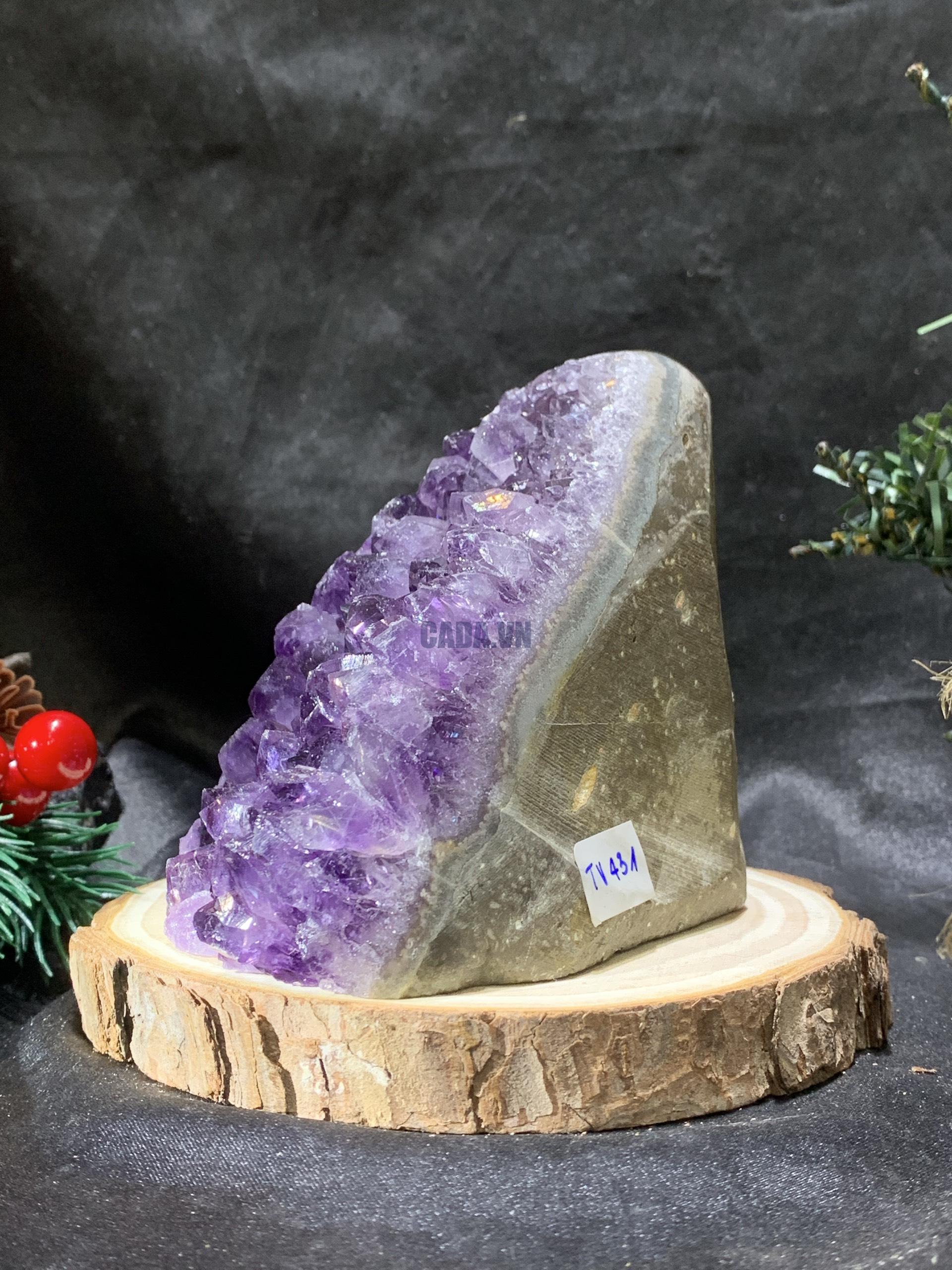 HỐC THẠCH ANH TÍM NHỎ – SMALL AMETHYST GEODE (TV431), KL: 0,62KG, KT: 12*8CM