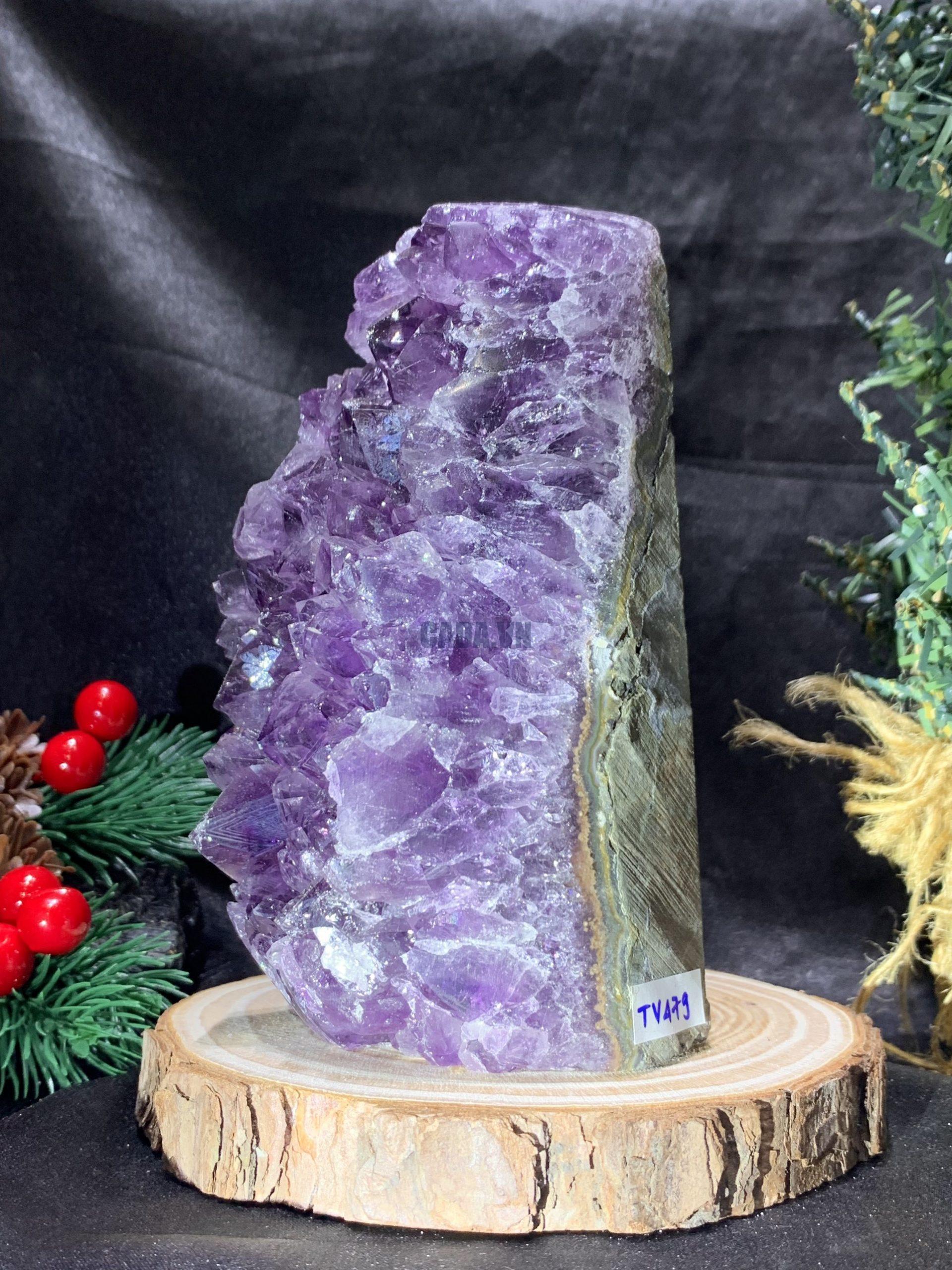 HỐC THẠCH ANH TÍM NHỎ – SMALL AMETHYST GEODE (TV479), KL: 0,84KG, KT: 13*6,5CM