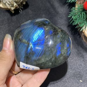 TRÁI TIM ĐÁ XÀ CỪ – Labradorite (TXC3) – KT:6,7*5,9CM, KL: 0,167KG