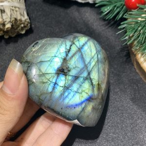 TRÁI TIM ĐÁ XÀ CỪ – Labradorite (TXC5) – KT: 6,3*7,02CM, KL: 0,172KG