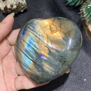 TRÁI TIM ĐÁ XÀ CỪ – Labradorite (TXC7) – KT: 6,6*7,7CM, KL: 0,218KG