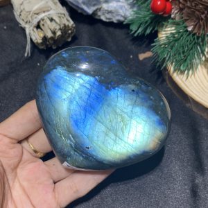 TRÁI TIM ĐÁ XÀ CỪ – Labradorite (TXC19) – KT: 7,33*8,47CM, KL: 0,296KG