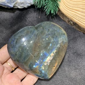 TRÁI TIM ĐÁ XÀ CỪ – Labradorite (TXC24) – KT: 7,48*8,45CM, KL: 0,318KG