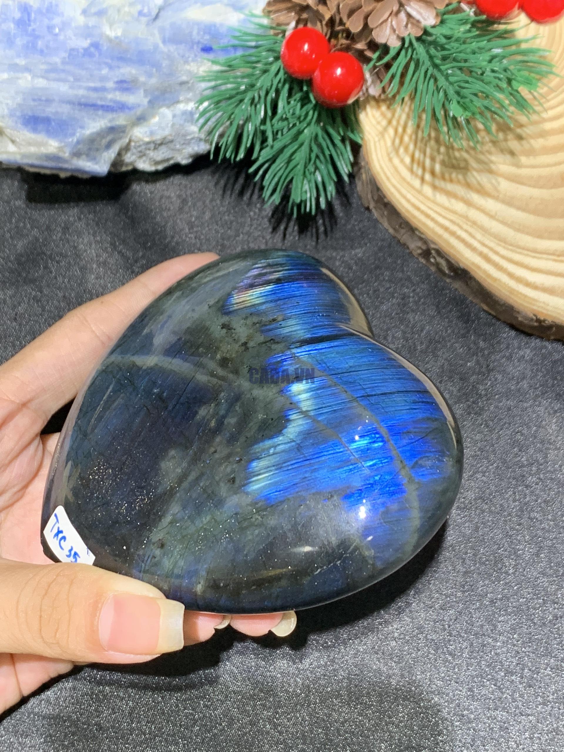 TRÁI TIM ĐÁ XÀ CỪ – Labradorite (TXC35) – KT: 9,22*10,16CM, KL: 0,466KG