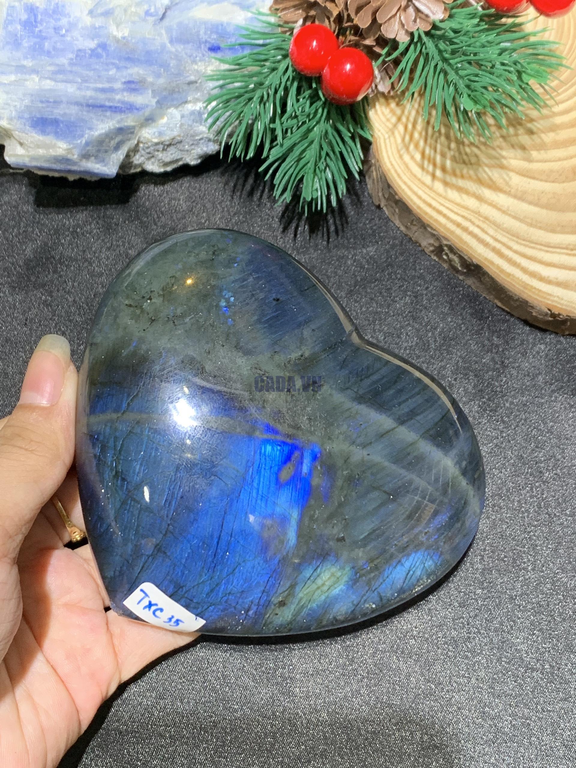 TRÁI TIM ĐÁ XÀ CỪ – Labradorite (TXC35) – KT: 9,22*10,16CM, KL: 0,466KG