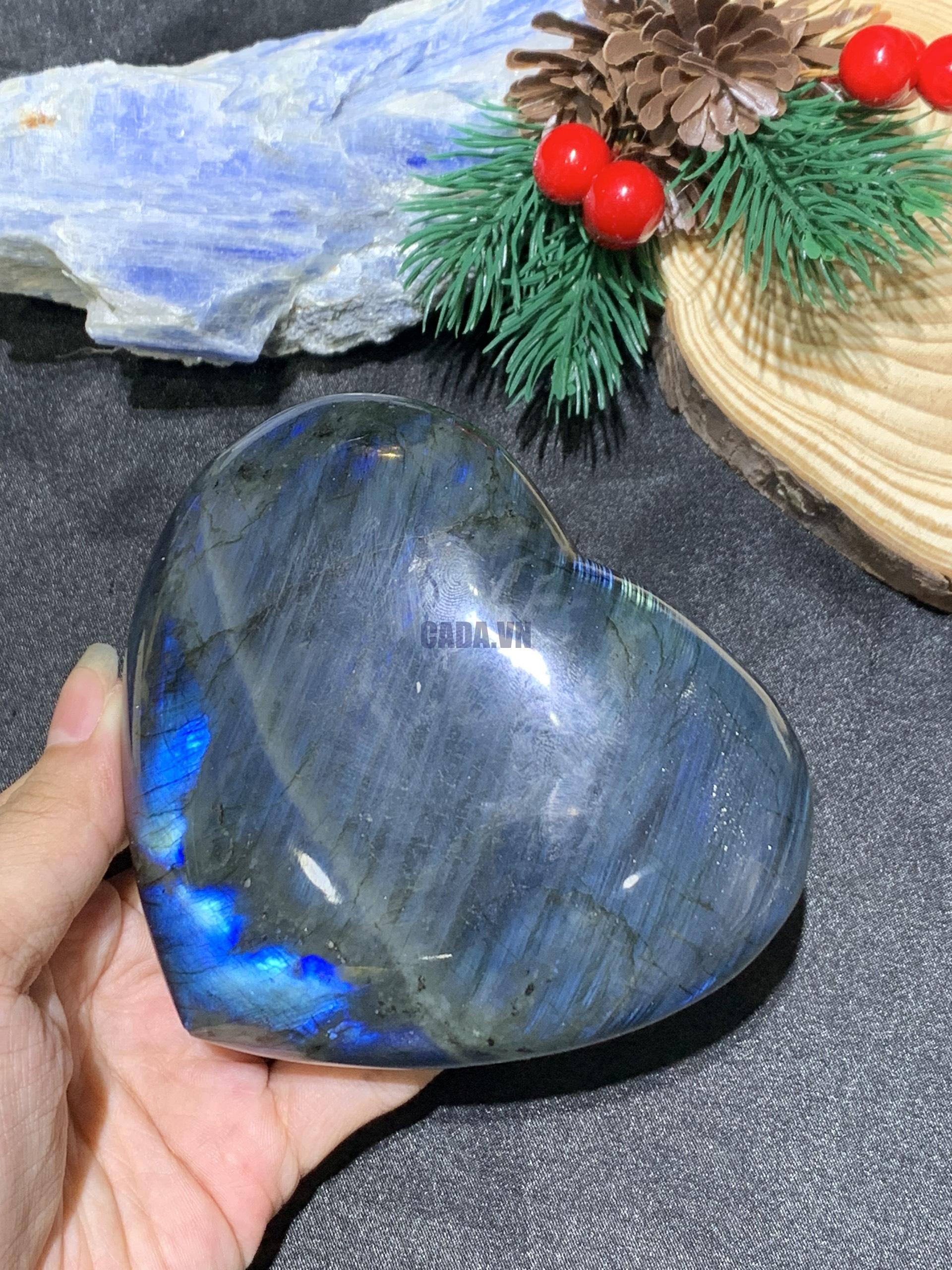 TRÁI TIM ĐÁ XÀ CỪ – Labradorite (TXC35) – KT: 9,22*10,16CM, KL: 0,466KG