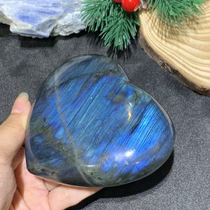 TRÁI TIM ĐÁ XÀ CỪ – Labradorite (TXC35) – KT: 9,22*10,16CM, KL: 0,466KG
