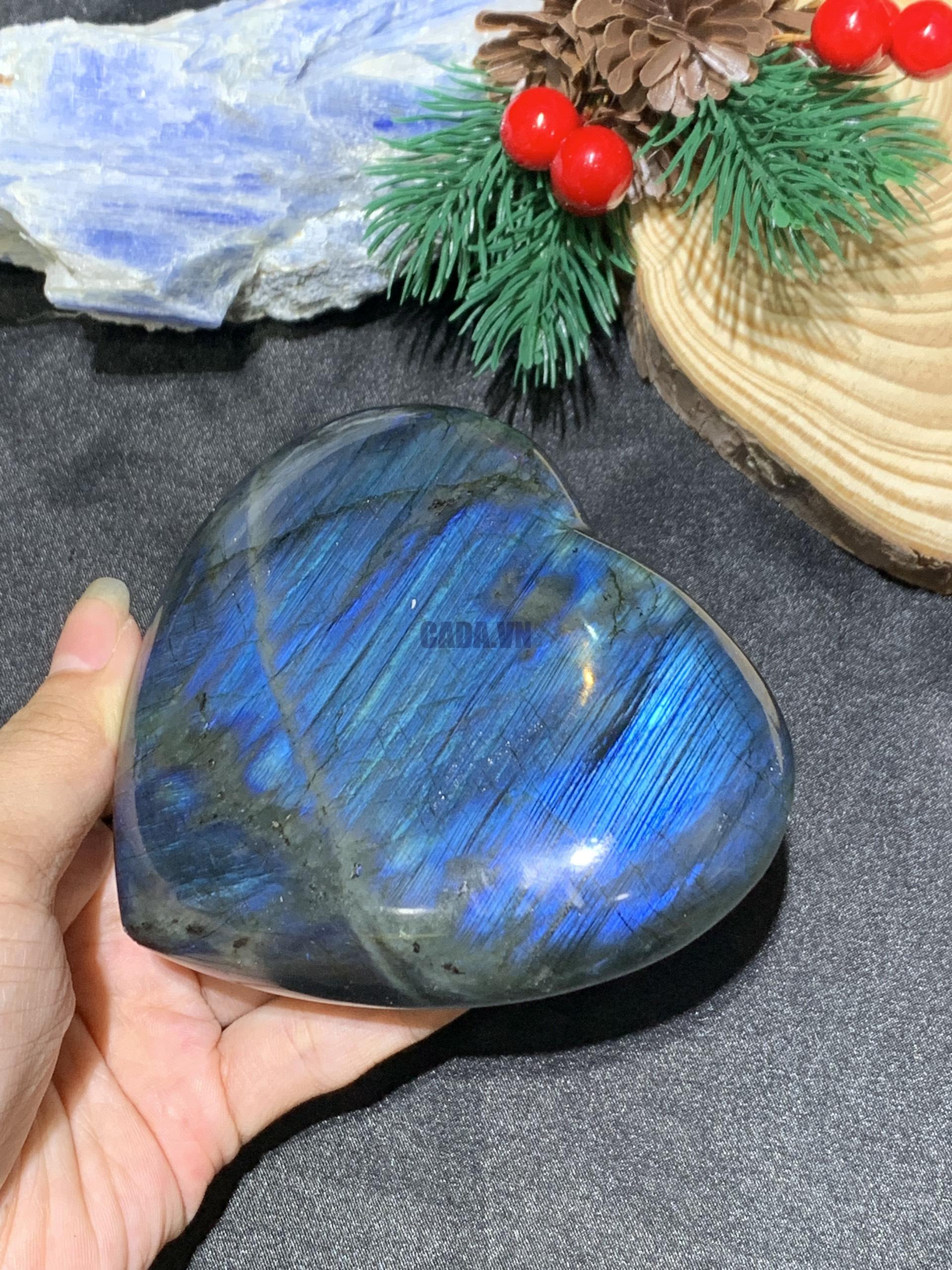 TRÁI TIM ĐÁ XÀ CỪ – Labradorite (TXC35) – KT: 9,22*10,16CM, KL: 0,466KG