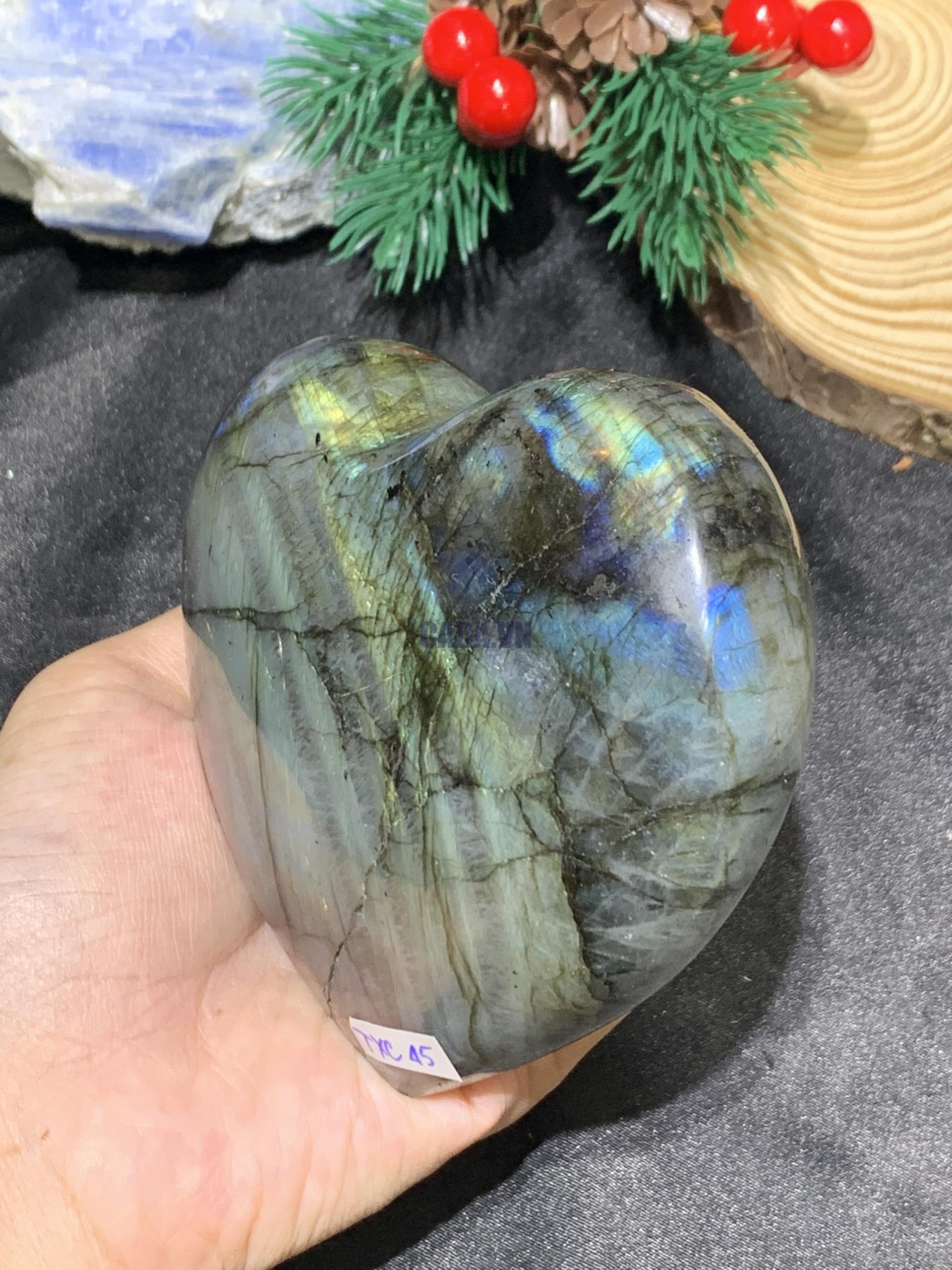 TRÁI TIM ĐÁ XÀ CỪ – Labradorite (TXC45) – KT: 9*11CM, KL: 0,632KG