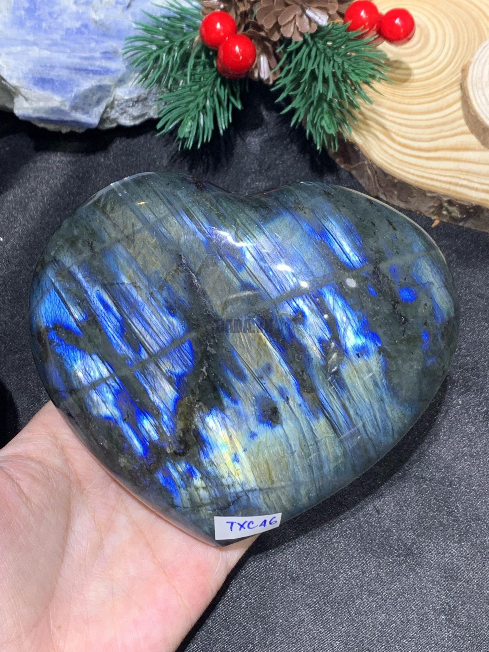 TRÁI TIM ĐÁ XÀ CỪ – Labradorite (TXC46) – KT: 10*12.5CM, KL: 0,66KG