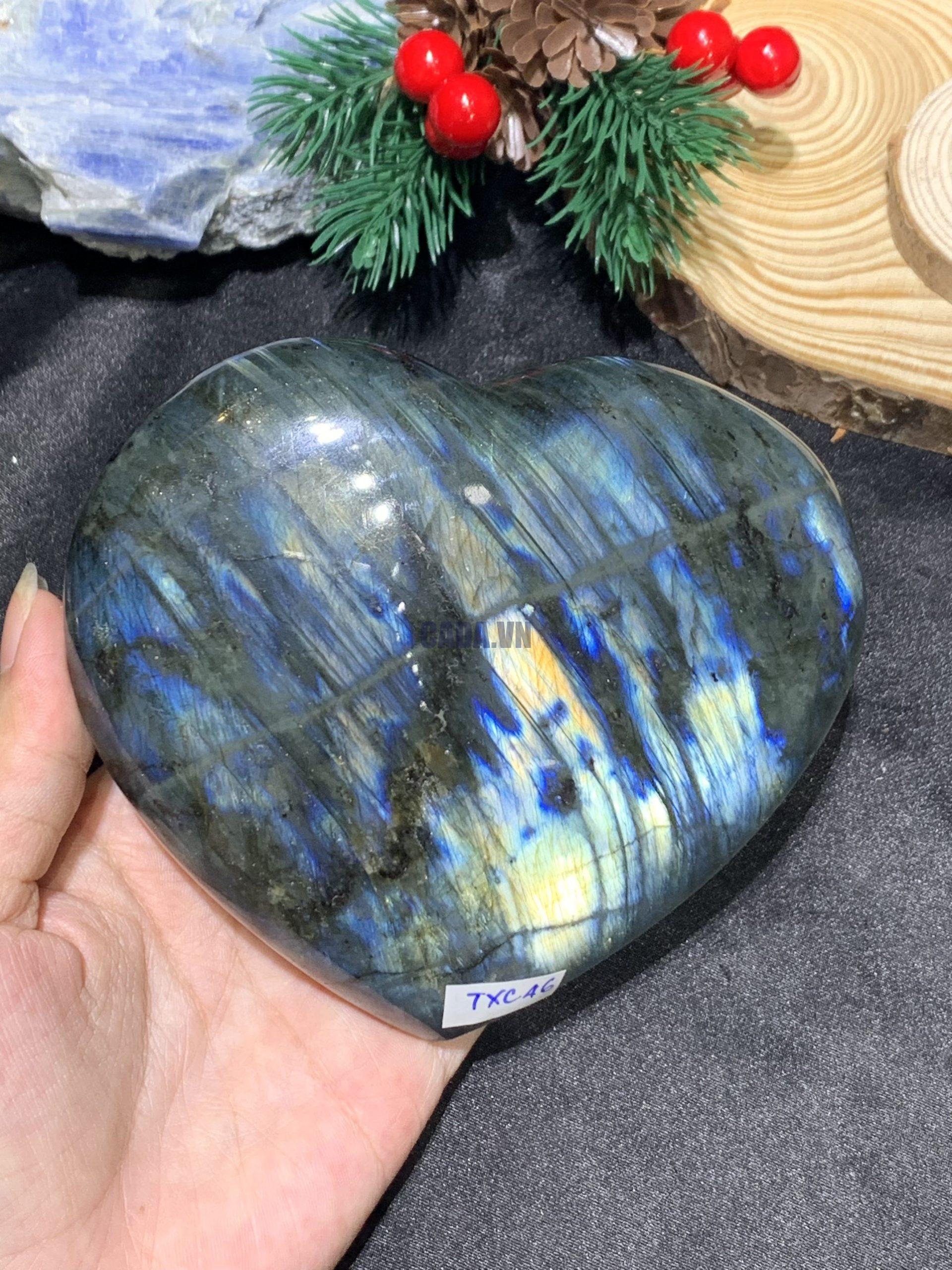 TRÁI TIM ĐÁ XÀ CỪ – Labradorite (TXC46) – KT: 10*12.5CM, KL: 0,66KG