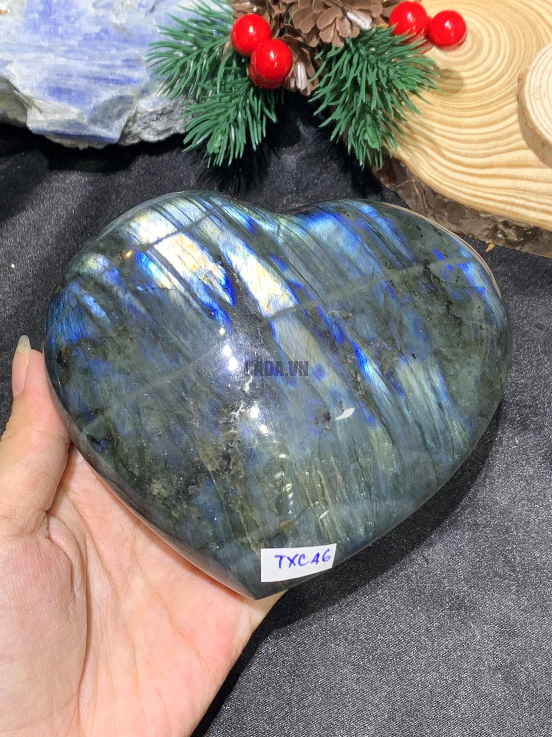 TRÁI TIM ĐÁ XÀ CỪ – Labradorite (TXC46) – KT: 10*12.5CM, KL: 0,66KG