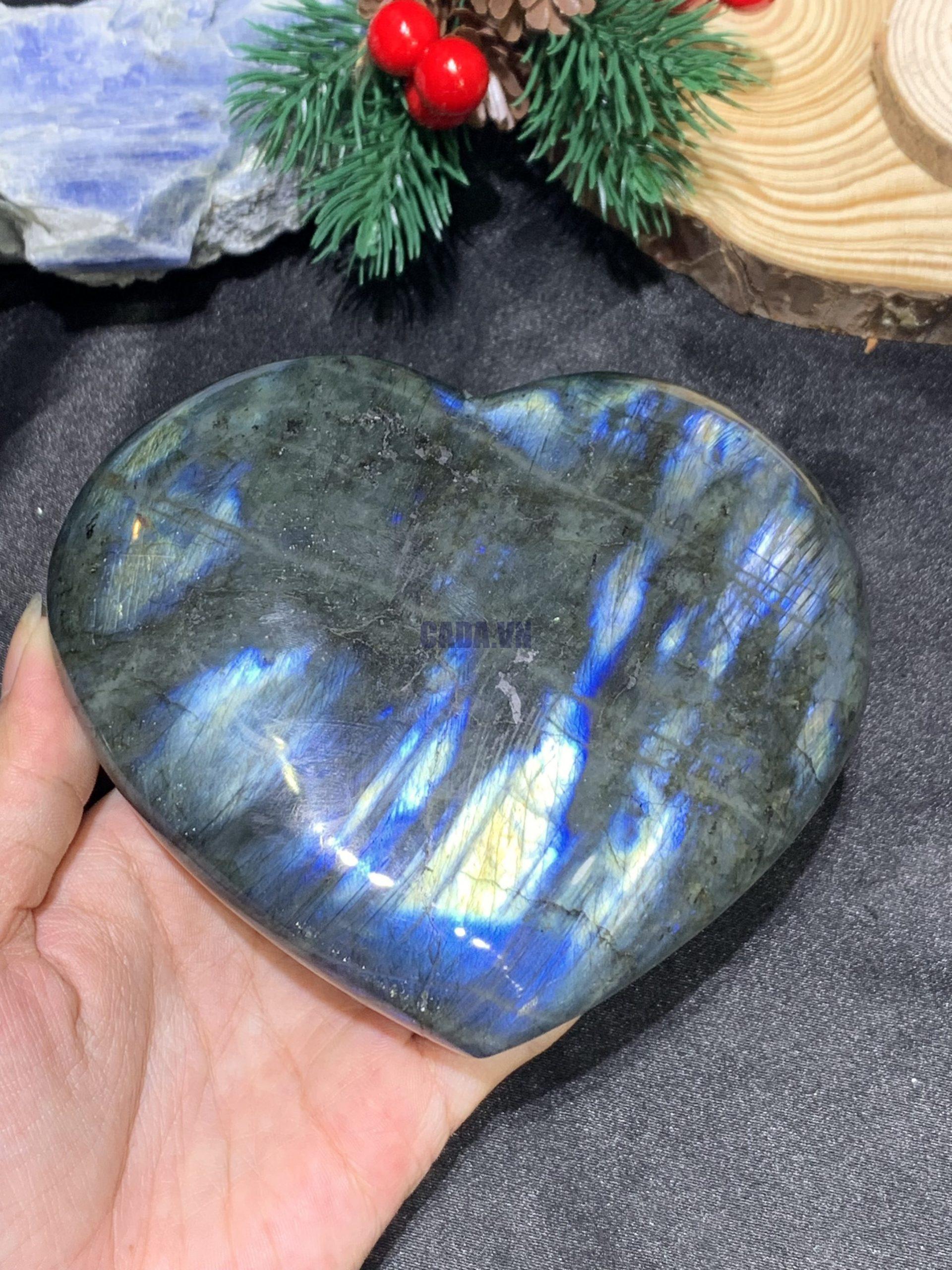 TRÁI TIM ĐÁ XÀ CỪ – Labradorite (TXC46) – KT: 10*12.5CM, KL: 0,66KG