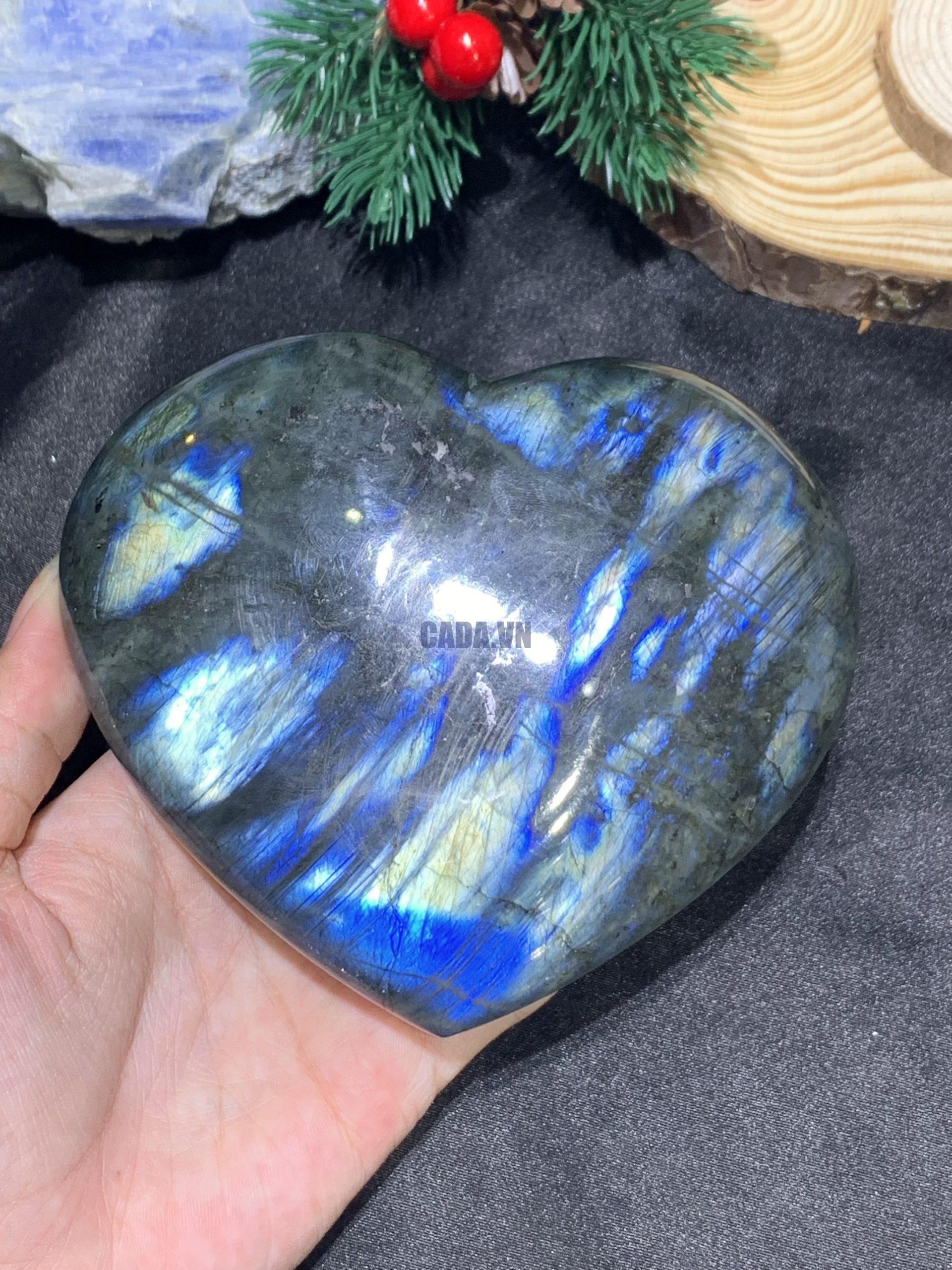 TRÁI TIM ĐÁ XÀ CỪ – Labradorite (TXC46) – KT: 10*12.5CM, KL: 0,66KG