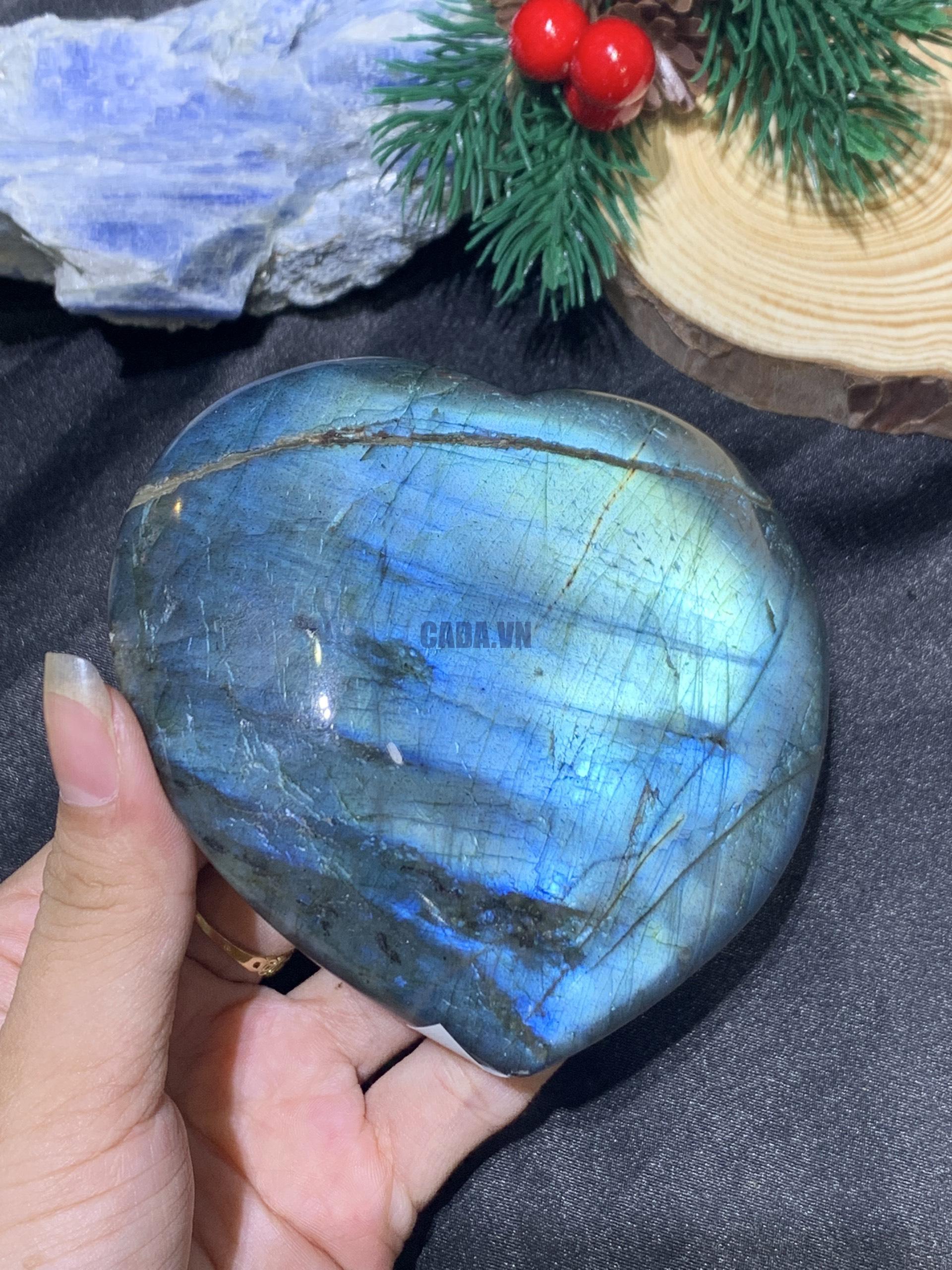 TRÁI TIM ĐÁ XÀ CỪ – Labradorite (TXC47) – KT: 8*9,5CM, KL: 0,404KG