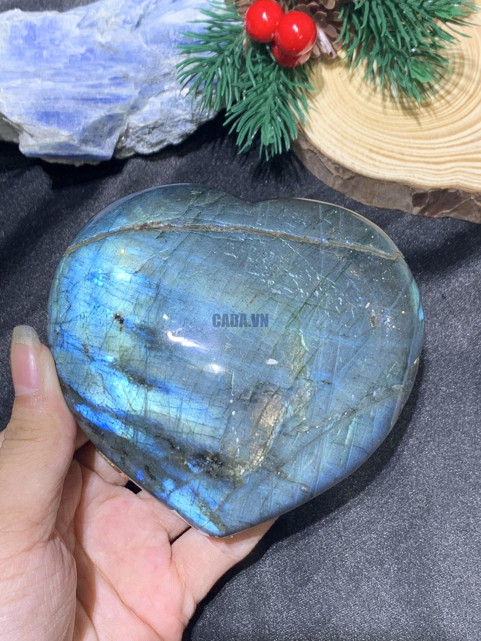 TRÁI TIM ĐÁ XÀ CỪ – Labradorite (TXC47) – KT: 8*9,5CM, KL: 0,404KG